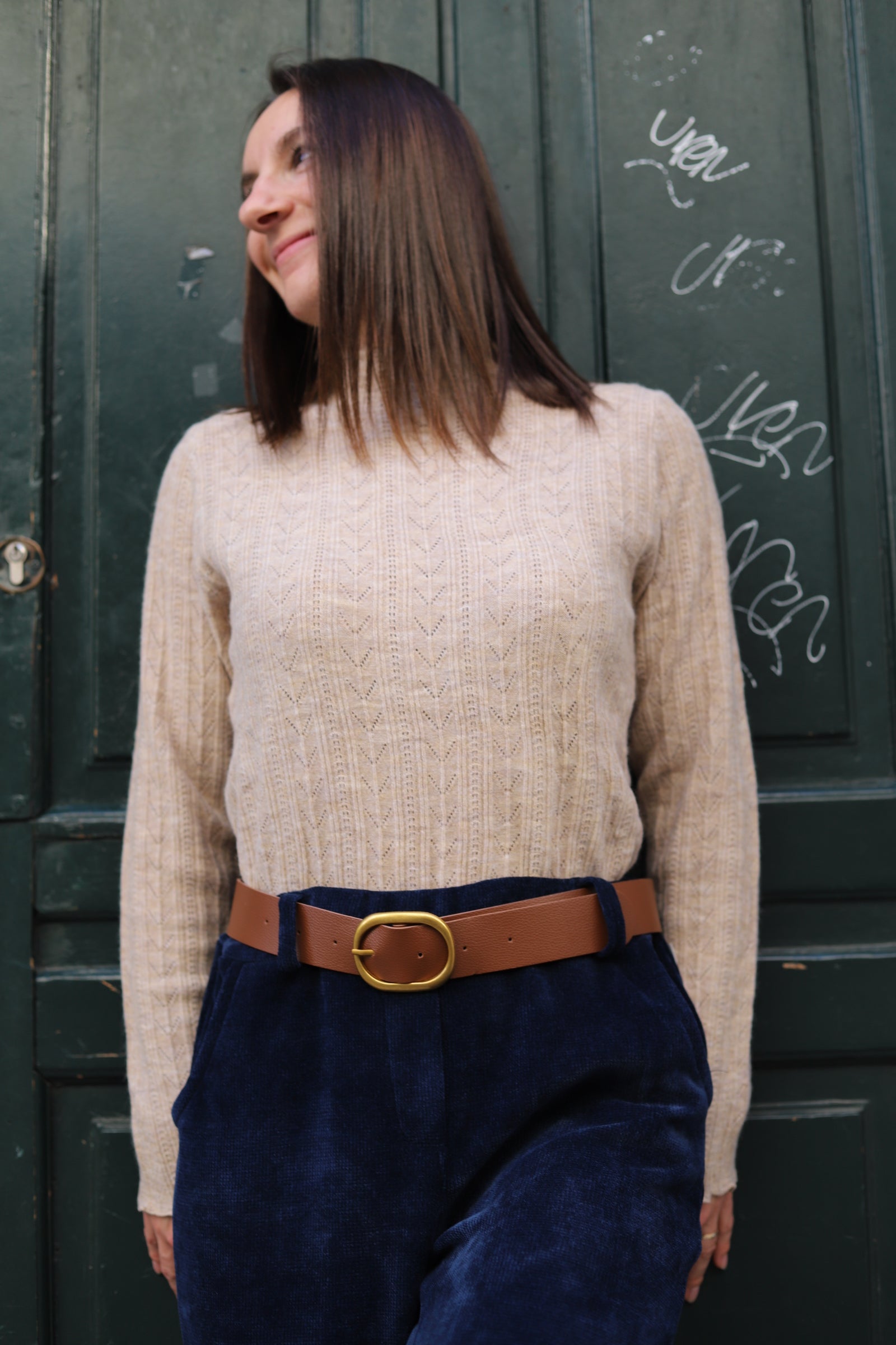 Pull col montant ajouré femme – Maille douce & détails festonnés-beautifulshop-boutique angouleme