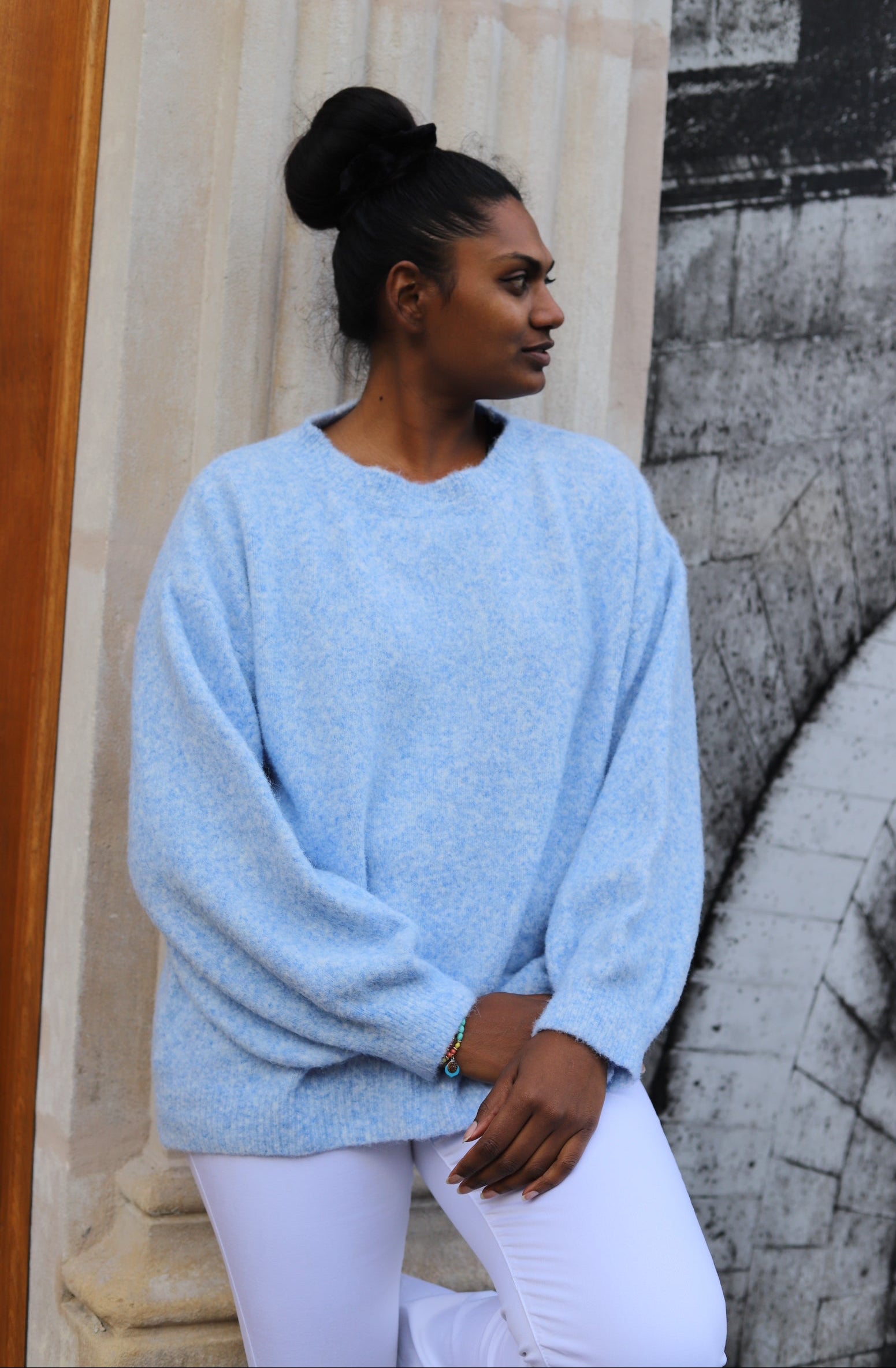 Pull oversize bleu femme – beautifulshop