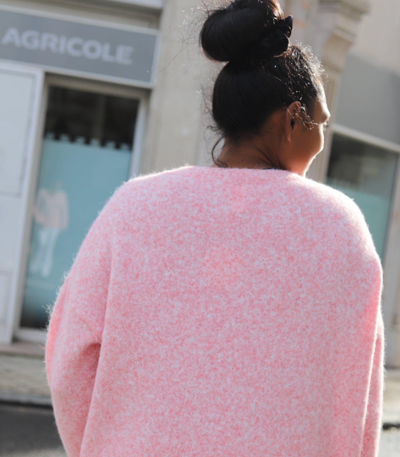 Pull oversize rose col V femme – beautiful shop