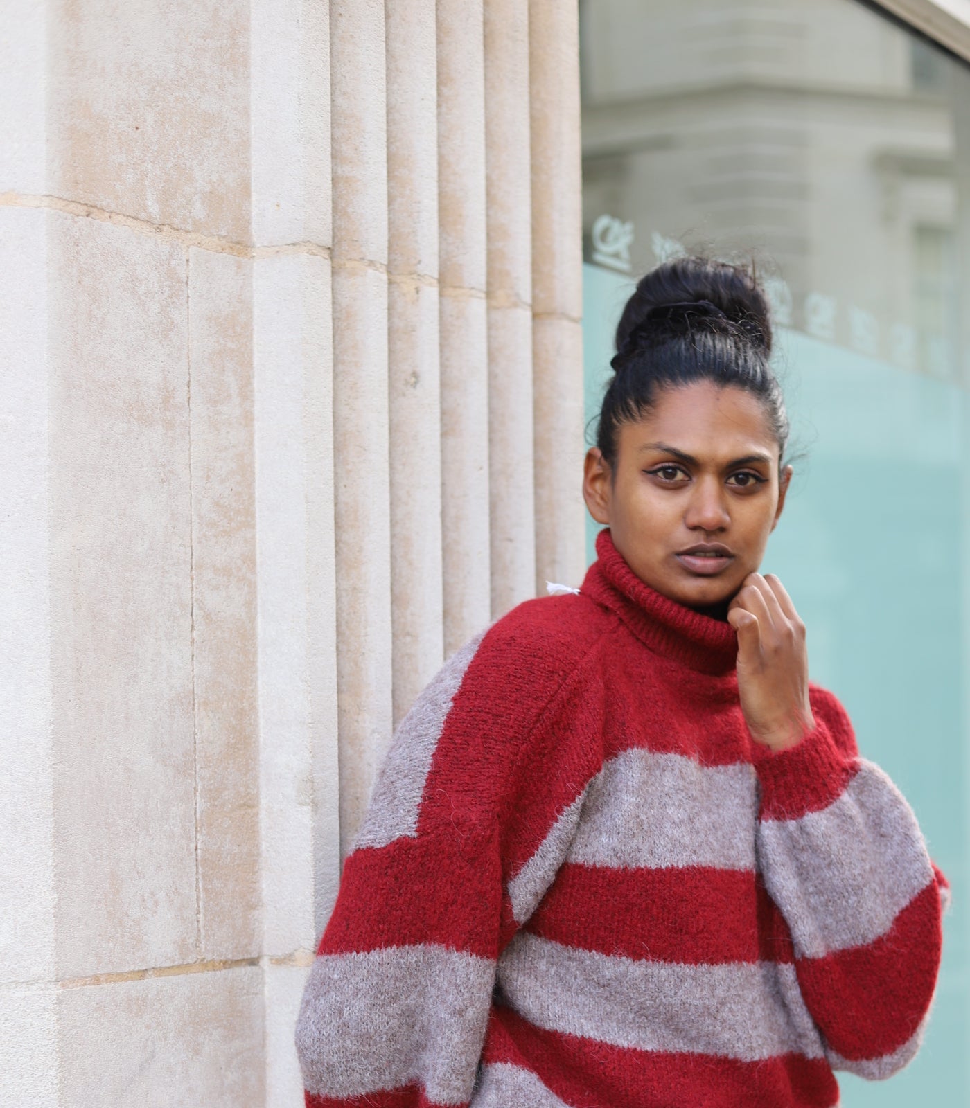 Pull rayé vert col roulé femme – Maille chaude - beautifulshop