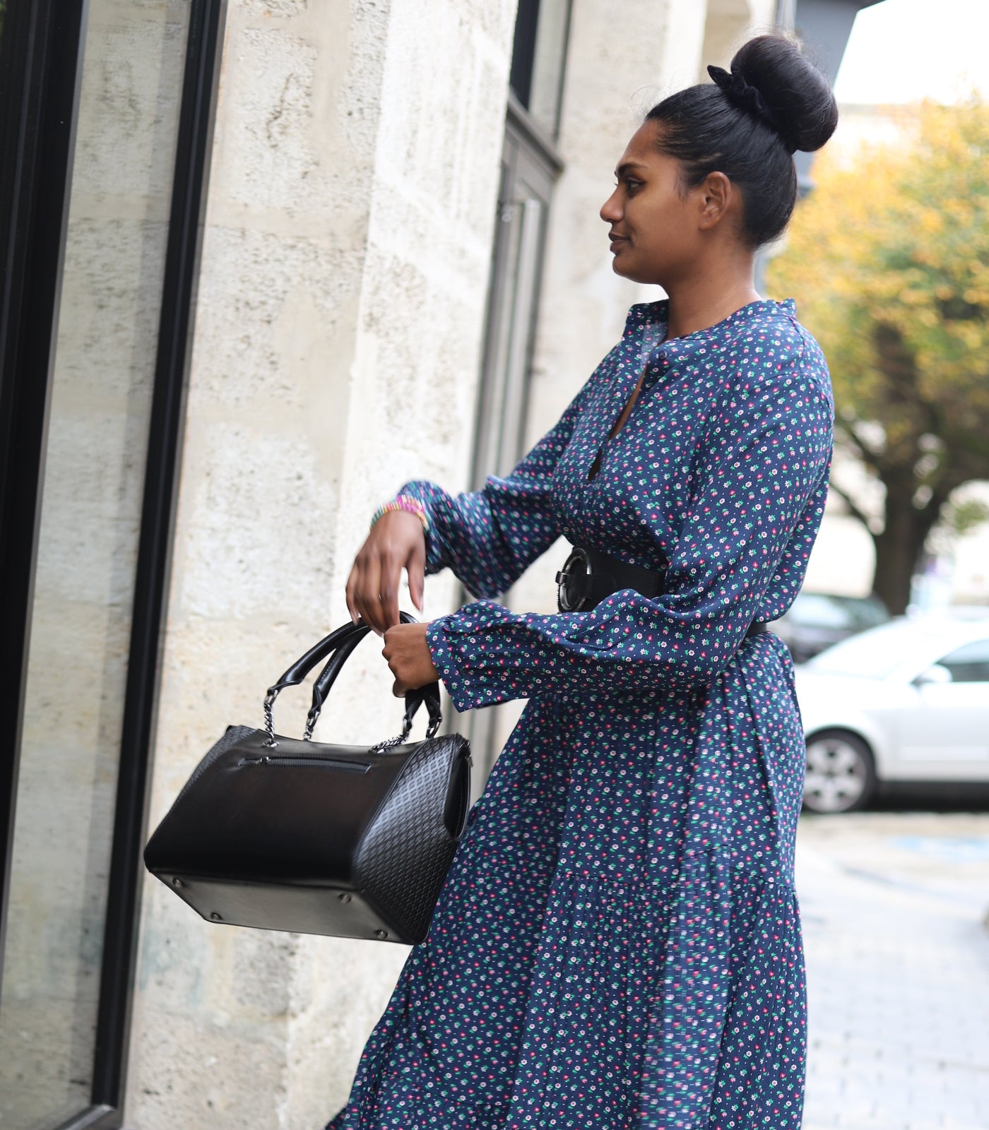 Robe Chemise Longue Bleu Imprimé Fleuri – Style Bohème Chic-beautifulsop