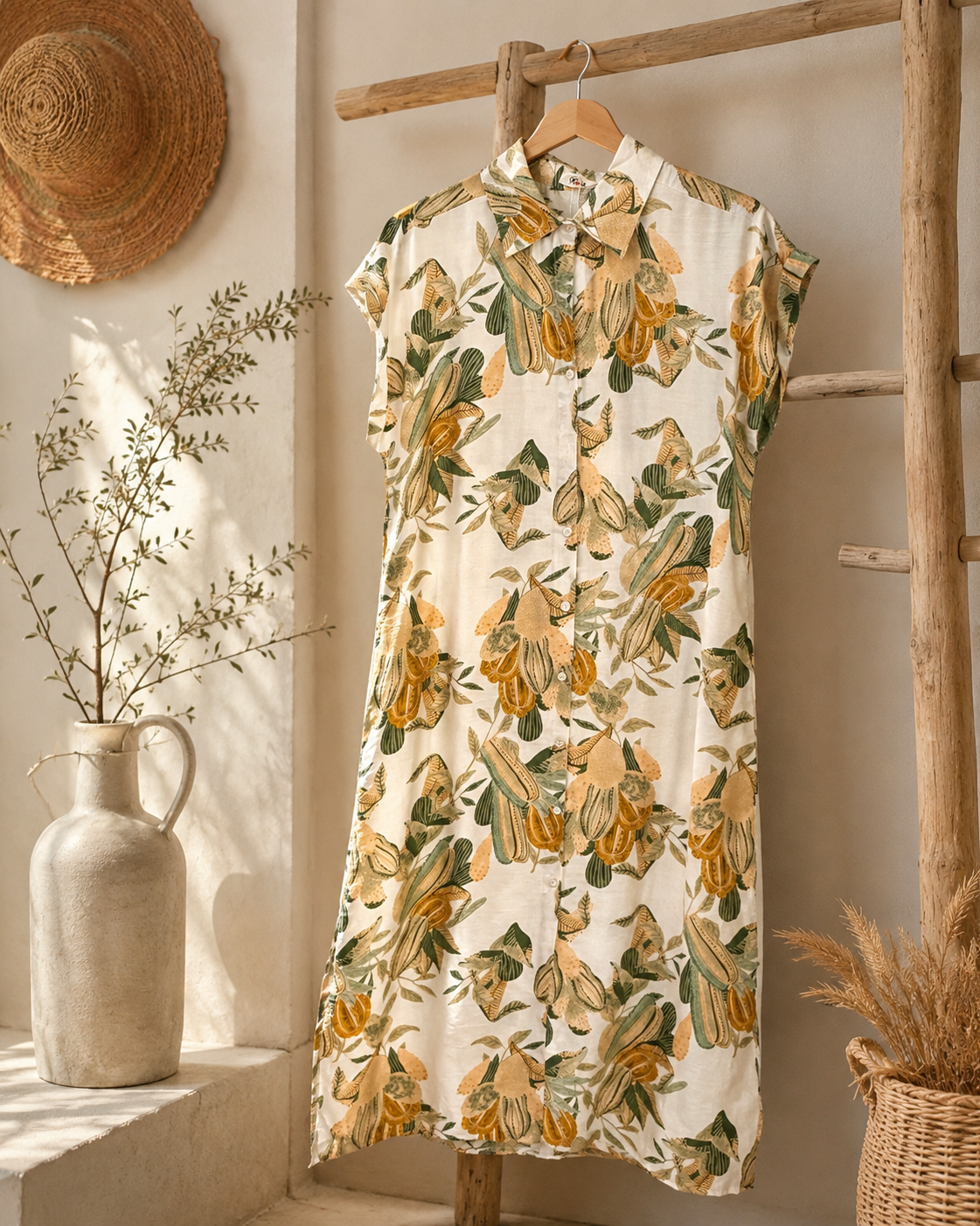 Robe chemise mi-longue imprimée