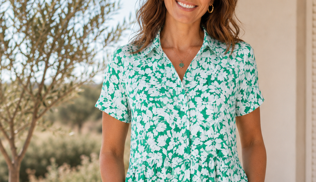 Robe courte florale en polyester, idéale pour le printemps, légère et fraîche