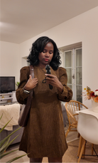 Robe courte fluide avec ceinture – Chocolat-beautifulshop