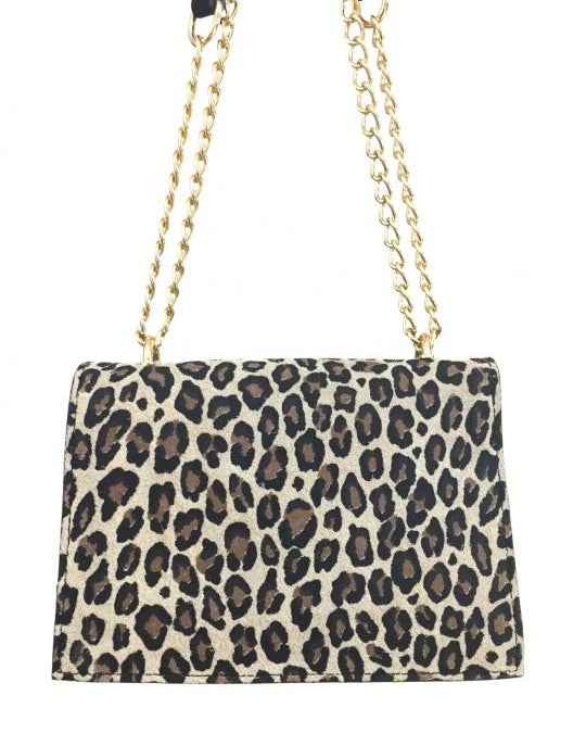 Sac à bandoulière cuir noir et léopard – Fabriqué en Italie