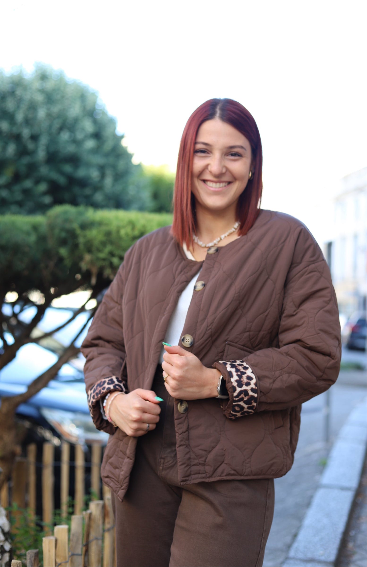 Veste Matelassée Chocolat – Douceur & Style Léopard -beautifulshop