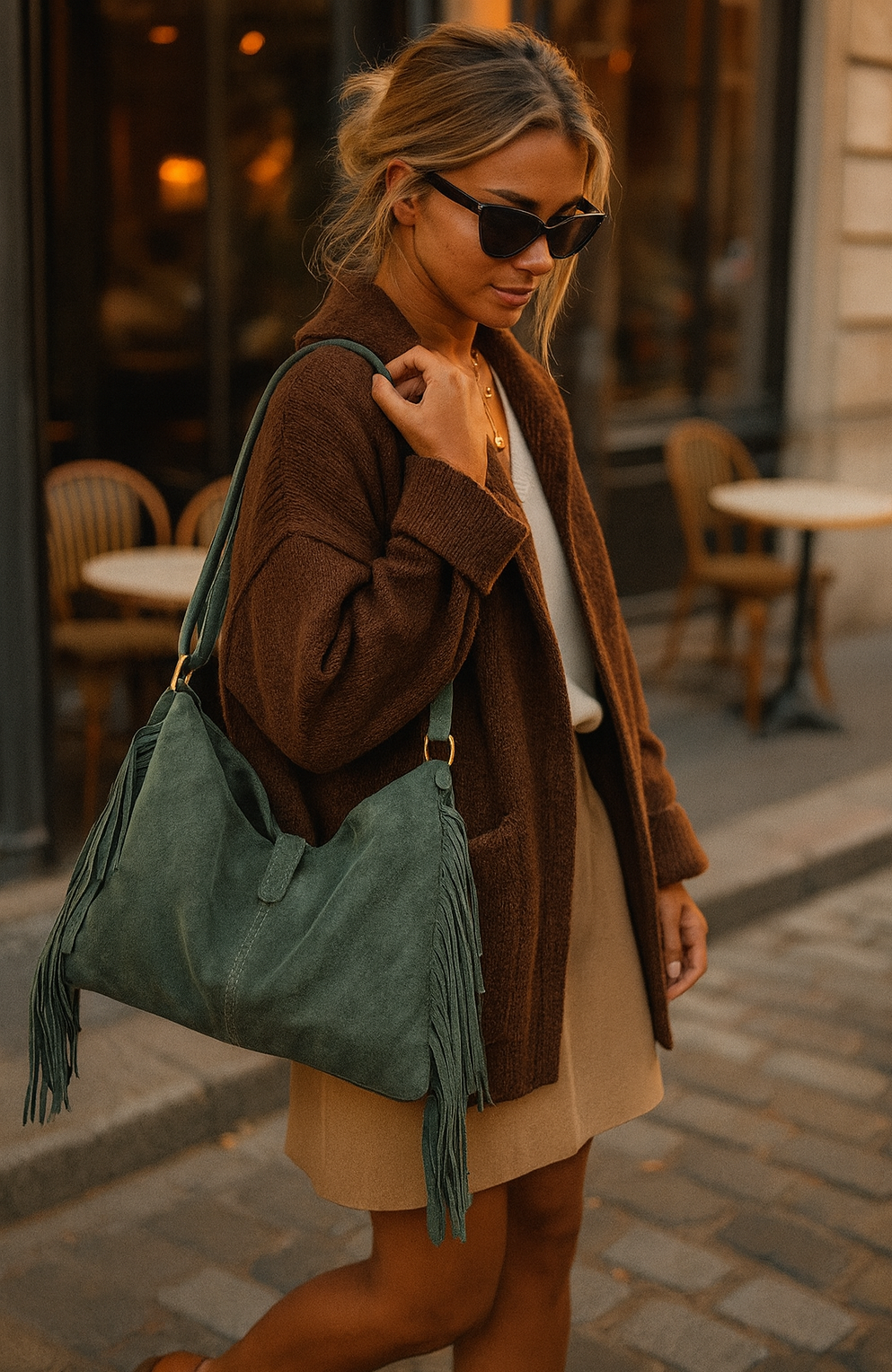 Veste en maille marron femme – Raffinement & coupe oversize