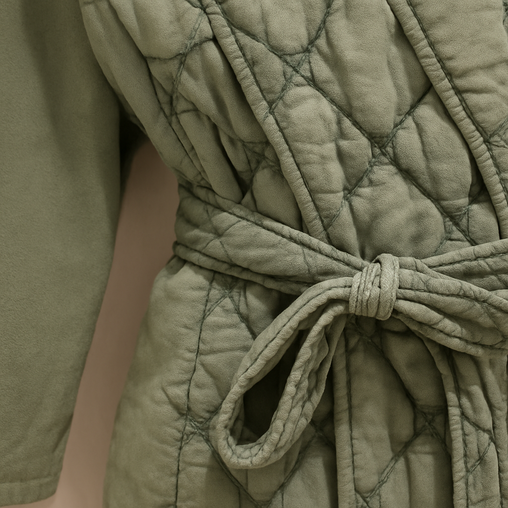 Veste matelassée kaki ceinturée