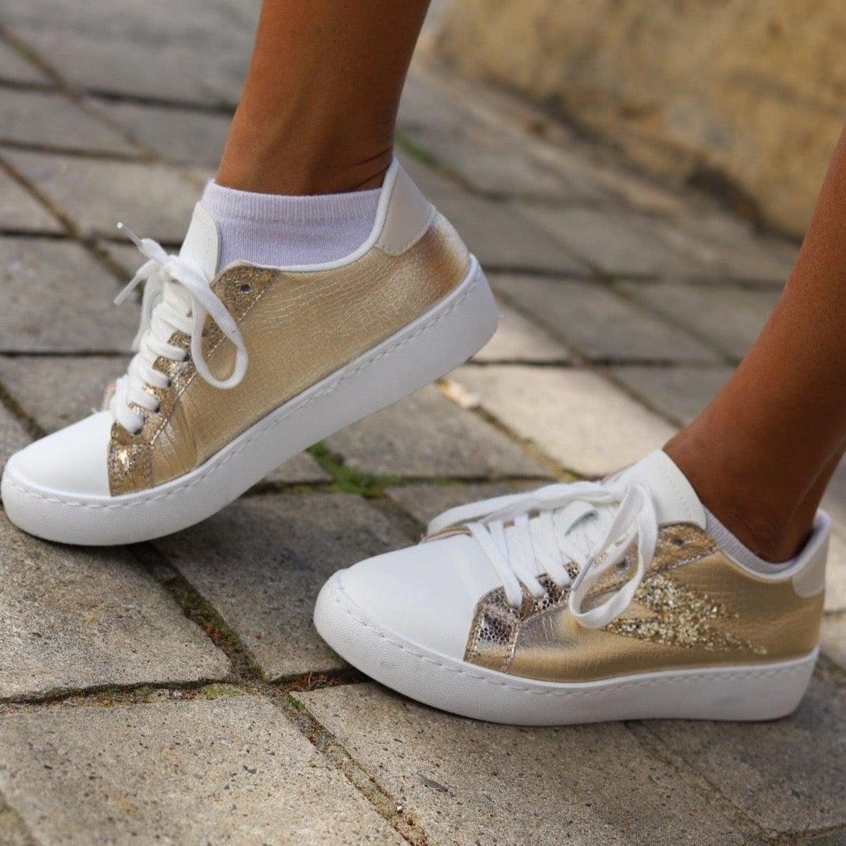 Basket Femme Éclat Or et Paillettes – beautifulshop