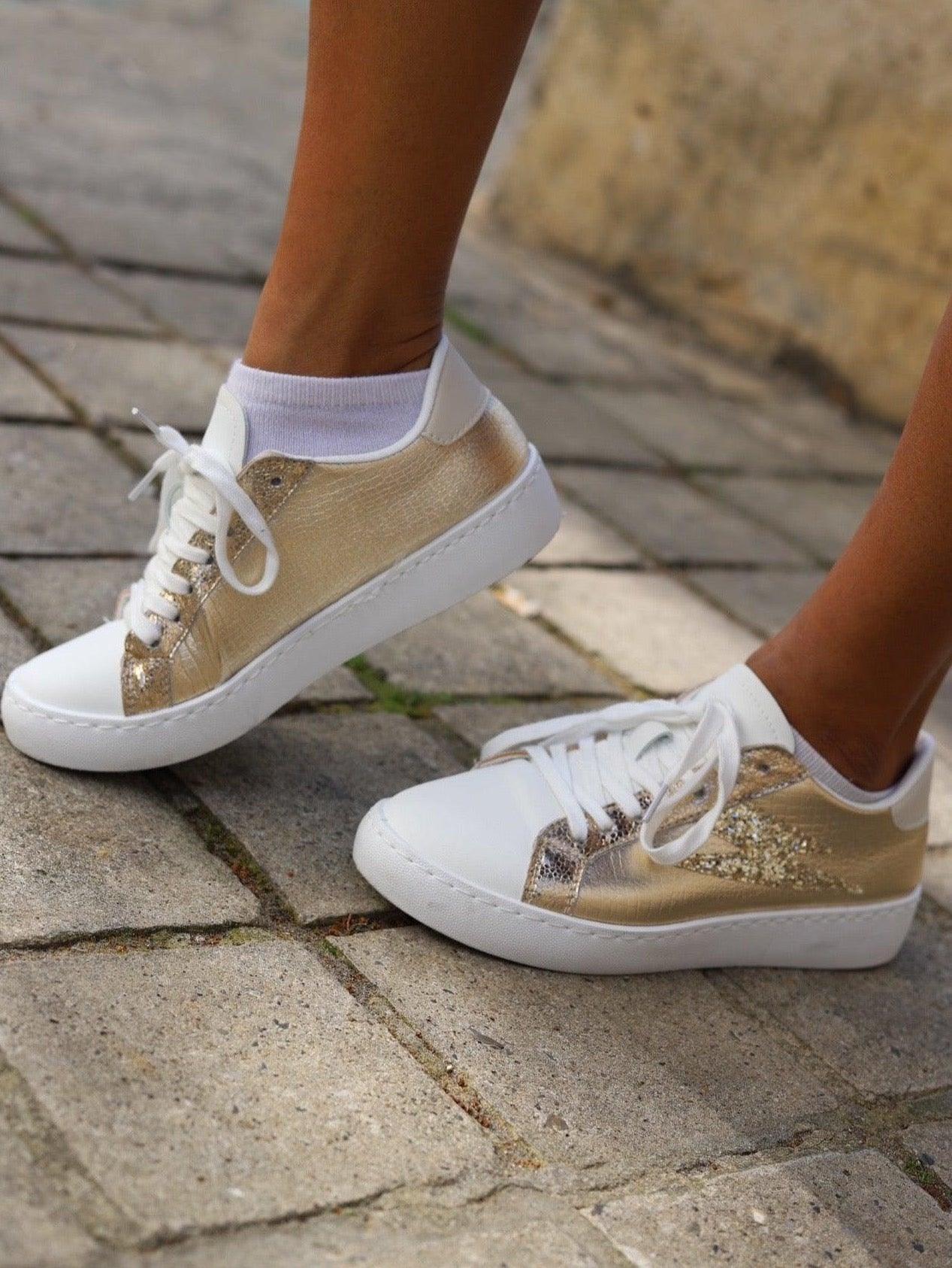 Basket Femme Éclat Or et Paillettes - beautifulshop