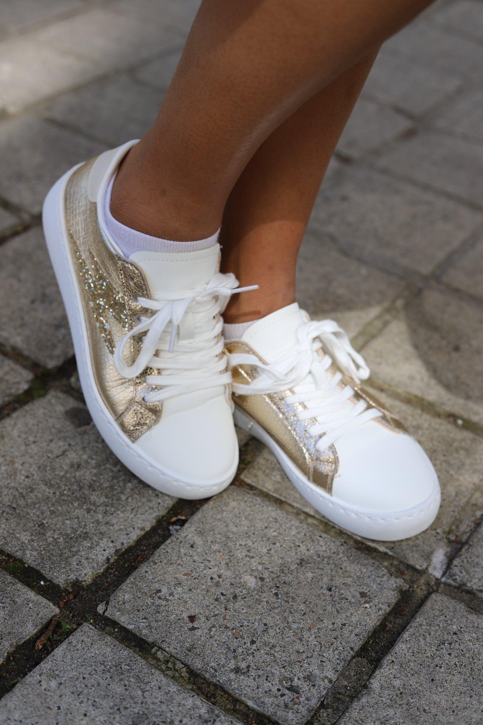 Basket Femme Éclat Or et Paillettes - beautifulshop