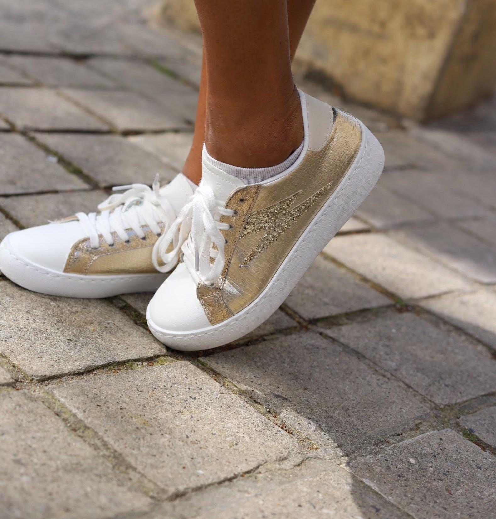 Basket Femme Éclat Or et Paillettes - beautifulshop