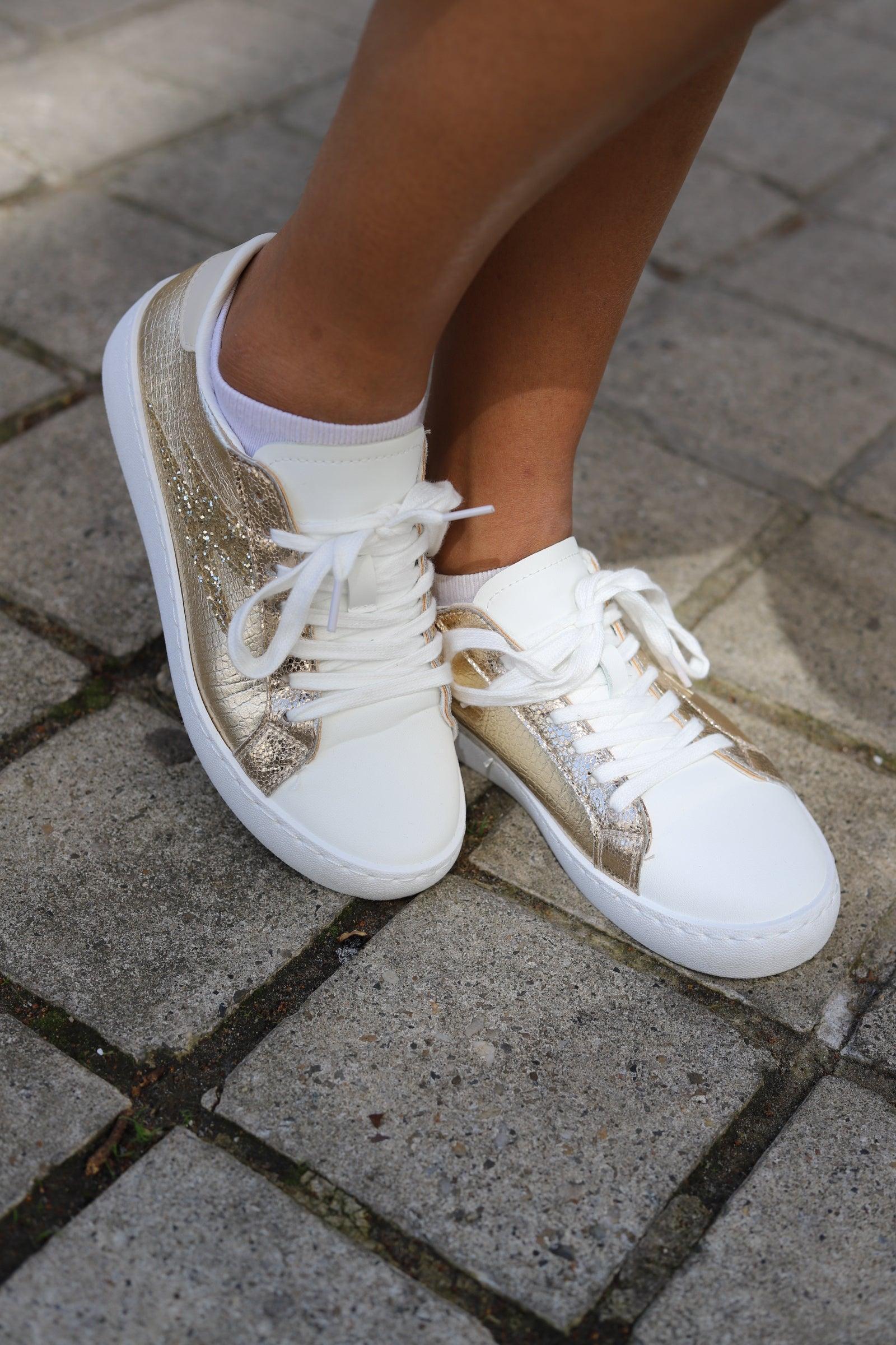 Basket Femme Éclat Or et Paillettes - beautifulshop