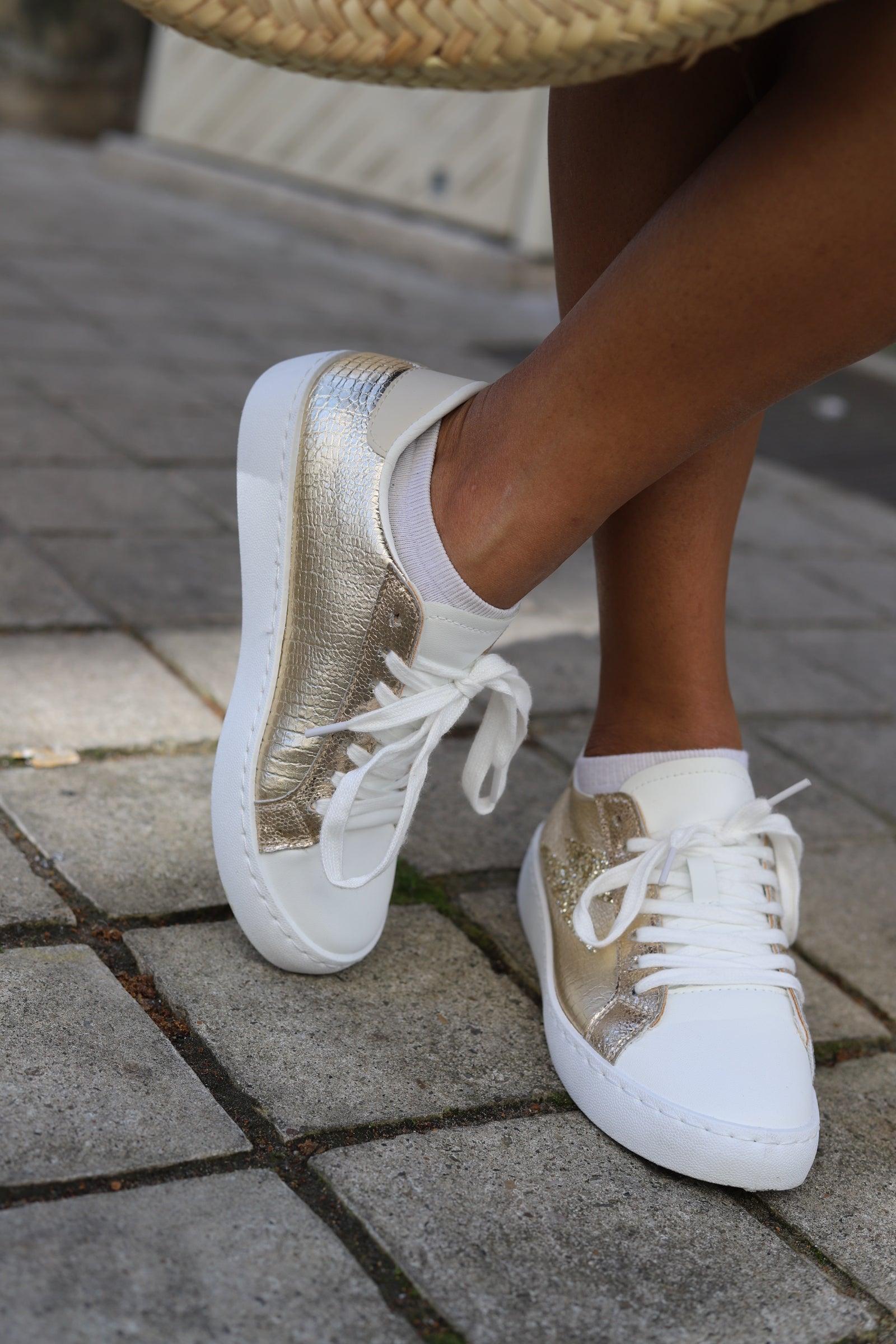 Basket Femme Éclat Or et Paillettes - beautifulshop