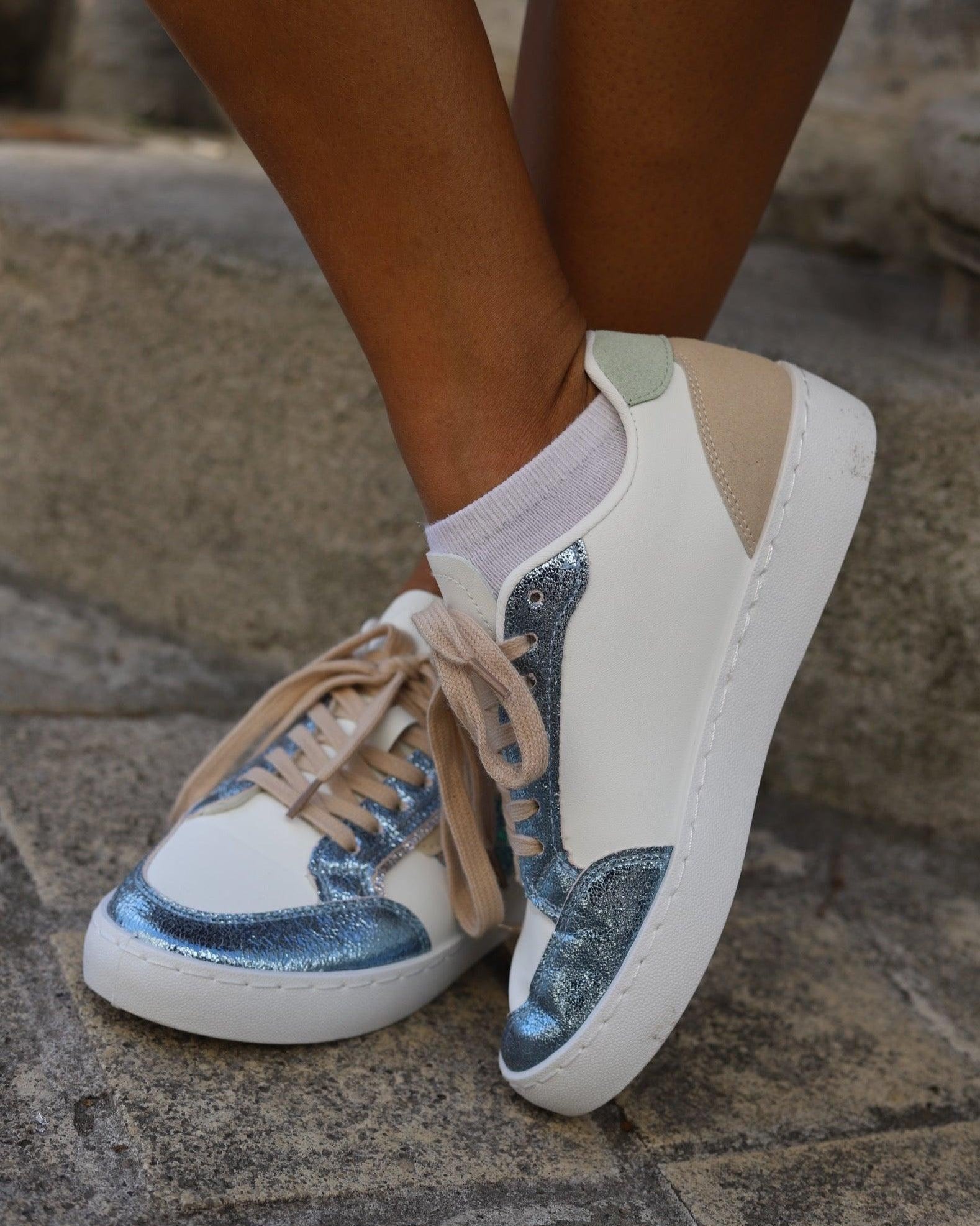 Basket Femme Étoile Bleue Pailletée - beautifulshop