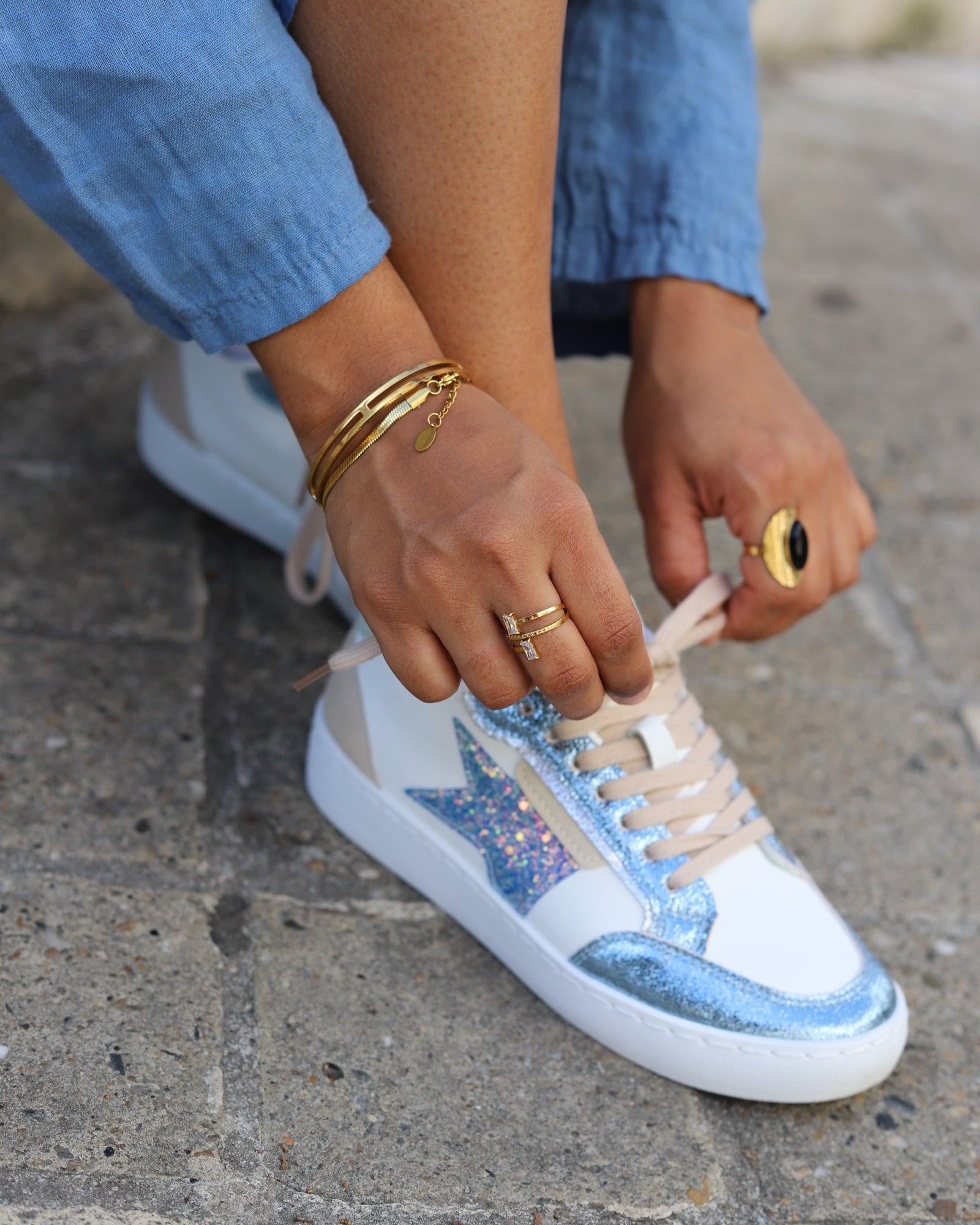 Basket Femme Étoile Bleue Pailletée - beautifulshop