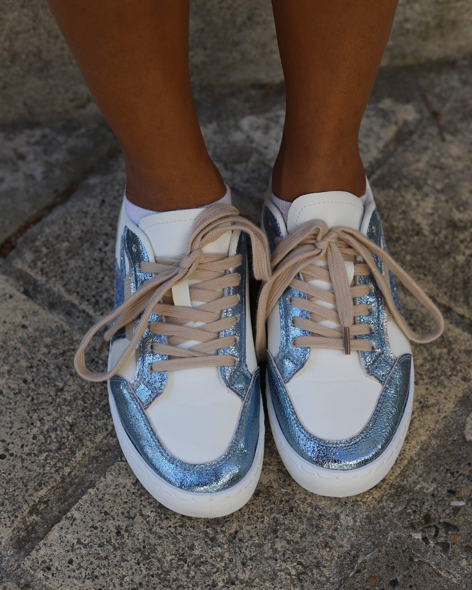 Basket Femme Étoile Bleue Pailletée - beautifulshop