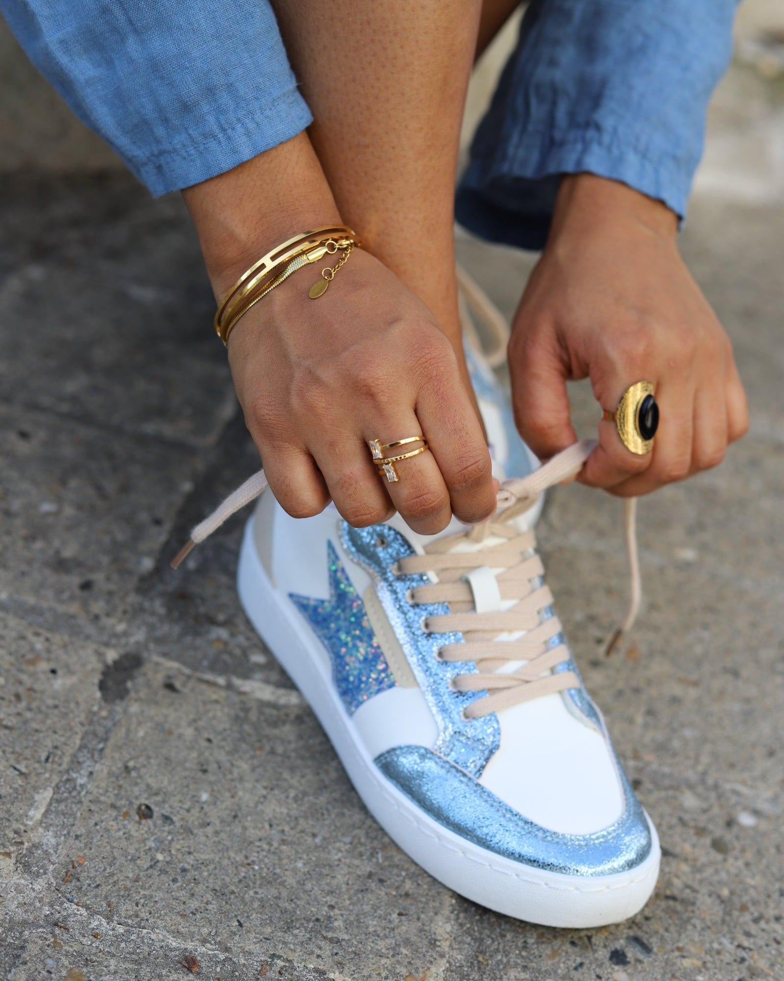 Basket Femme Étoile Bleue Pailletée - beautifulshop