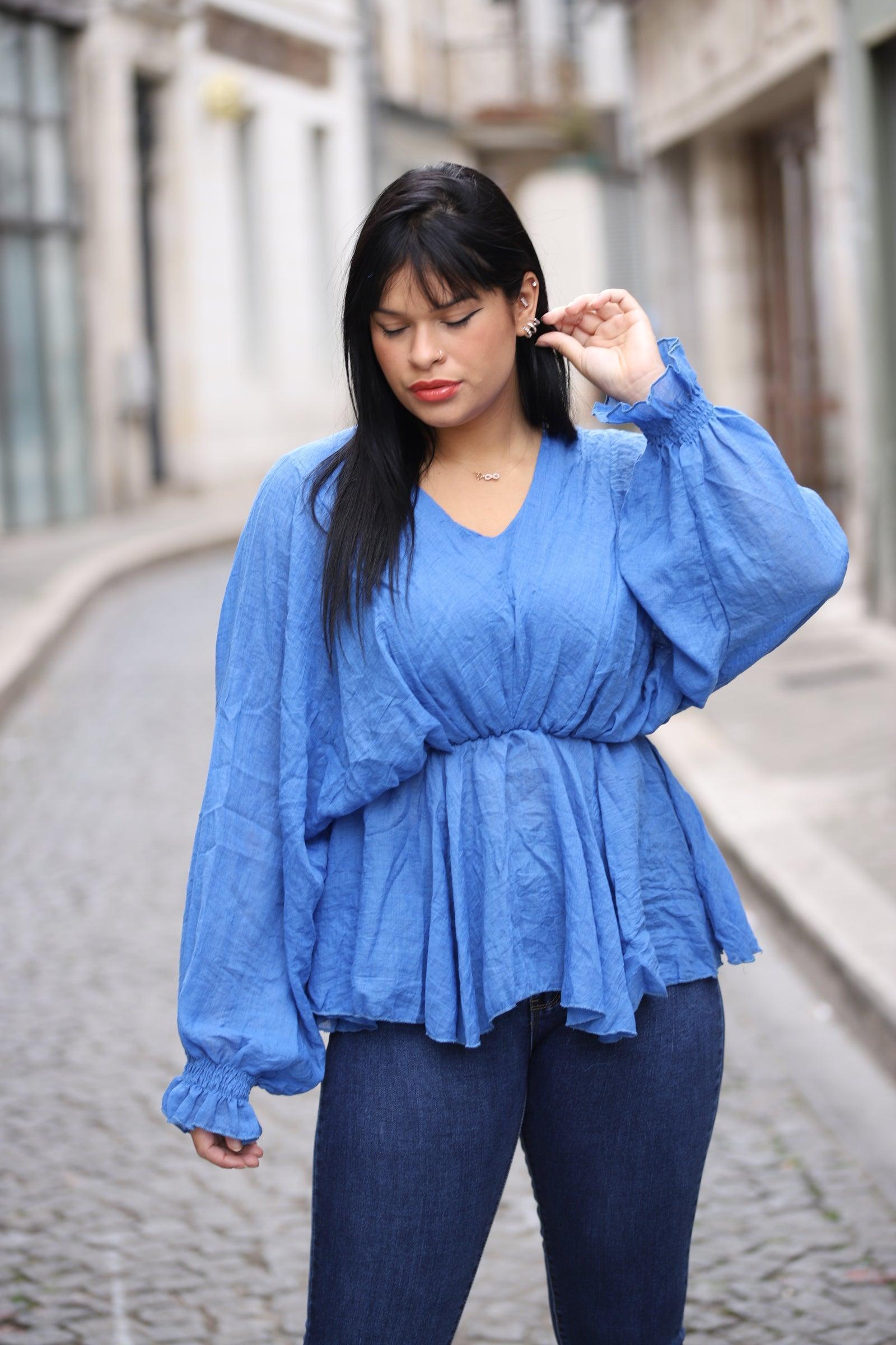 Blouse femme bleu - beautifulshop
