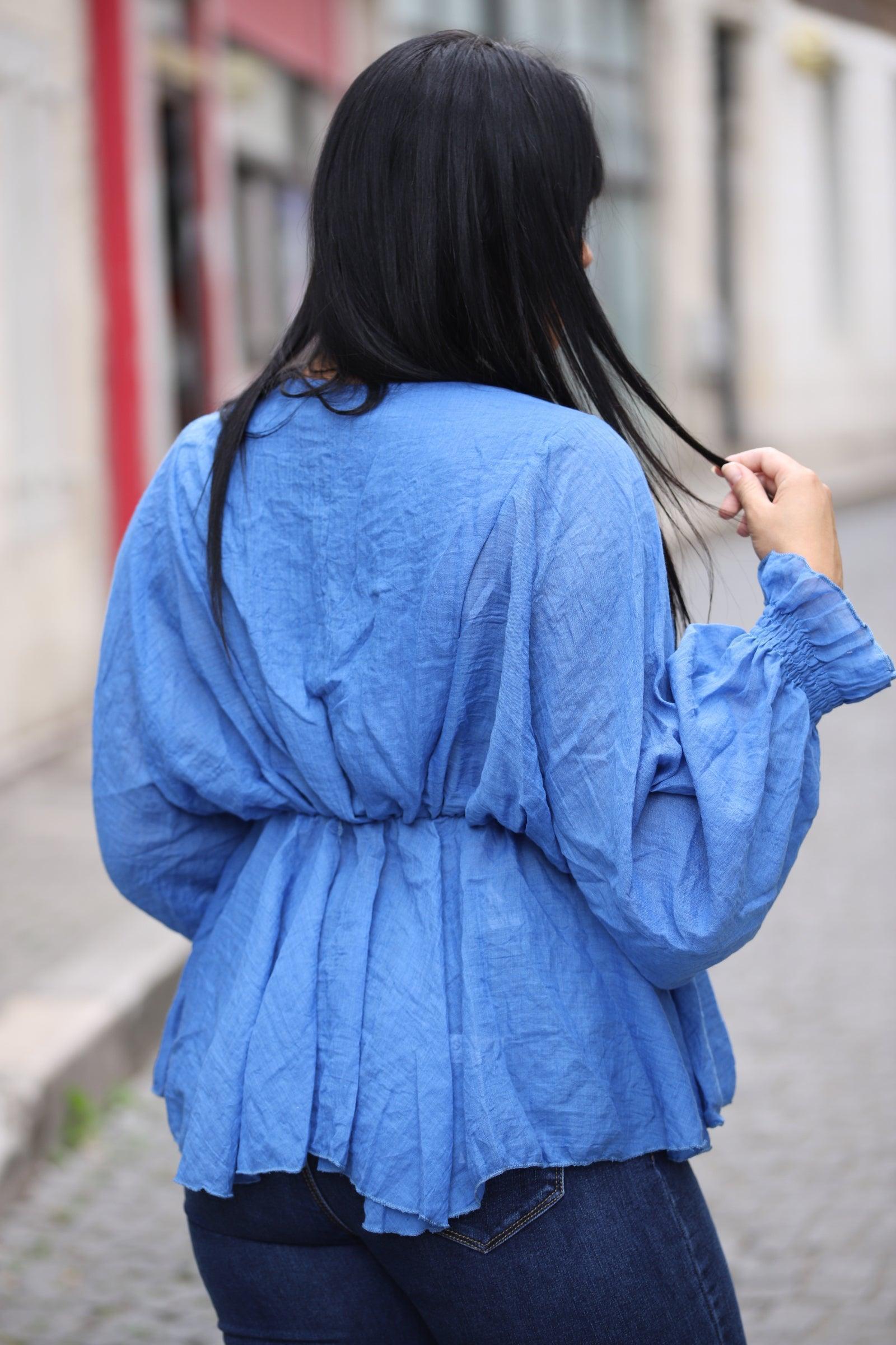 Blouse femme bleu - beautifulshop