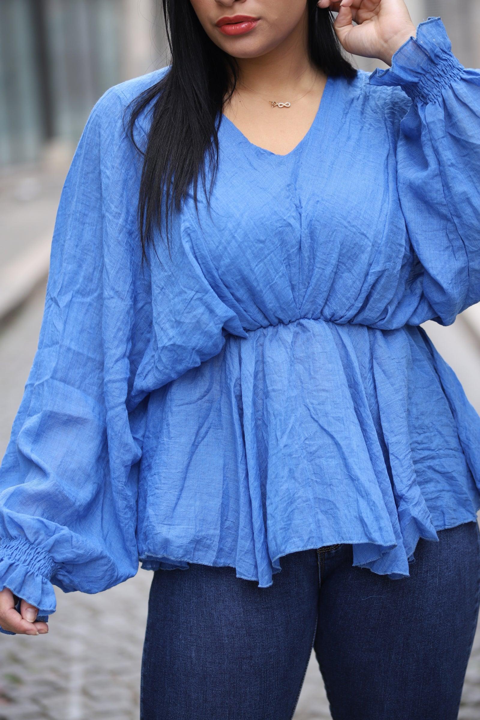 Blouse femme bleu - beautifulshop