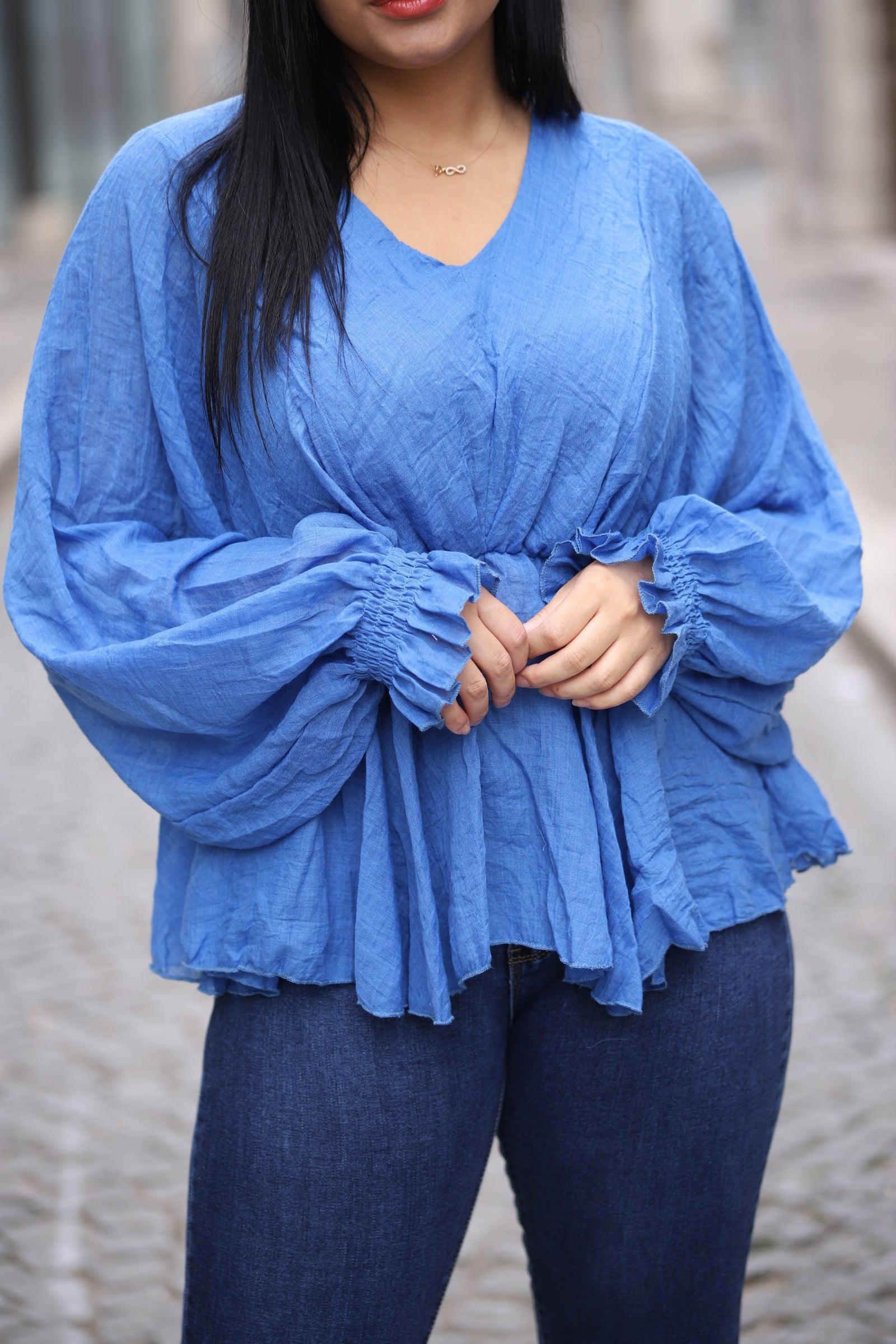 Blouse femme bleu - beautifulshop