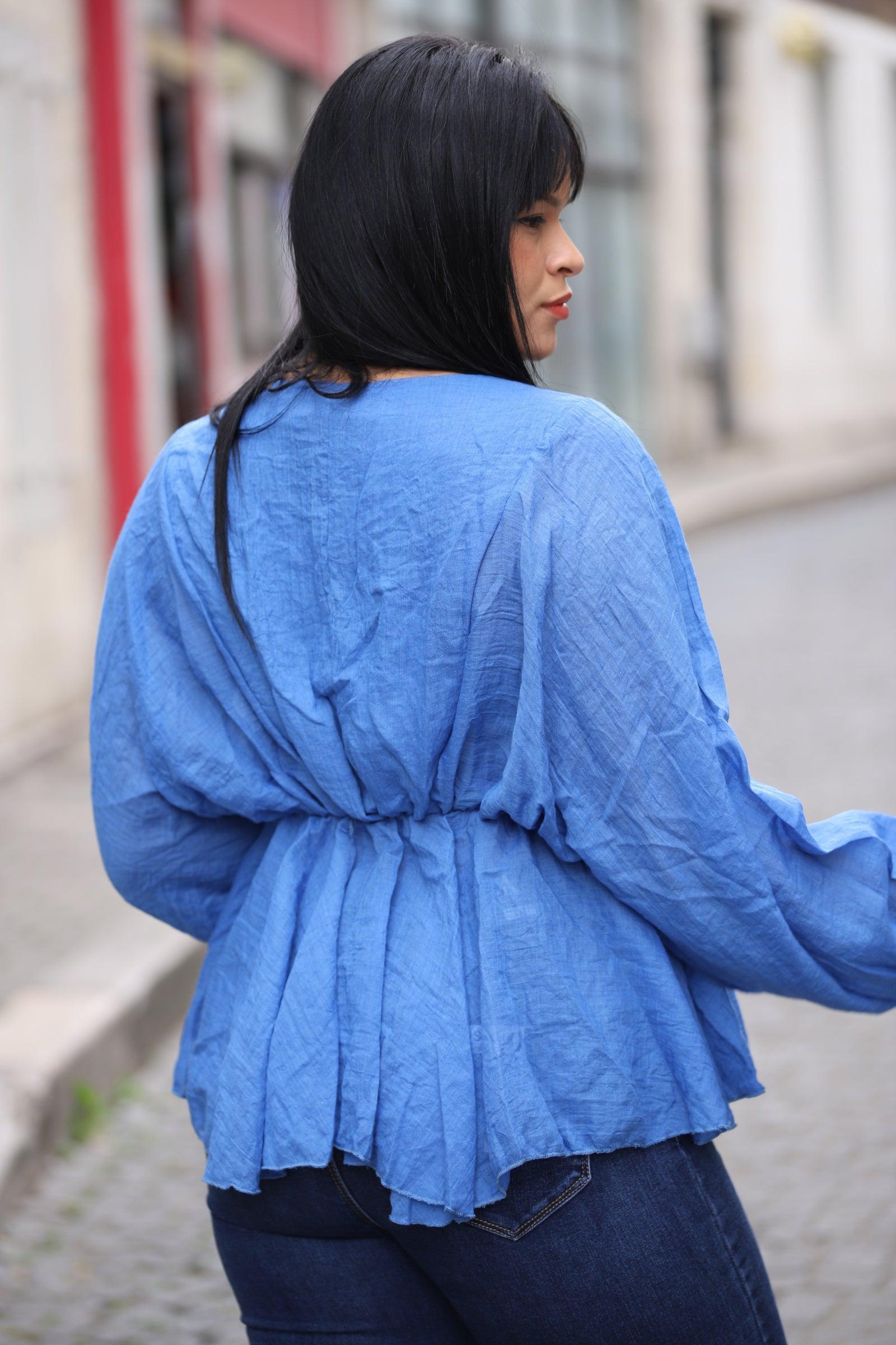 Blouse femme bleu - beautifulshop