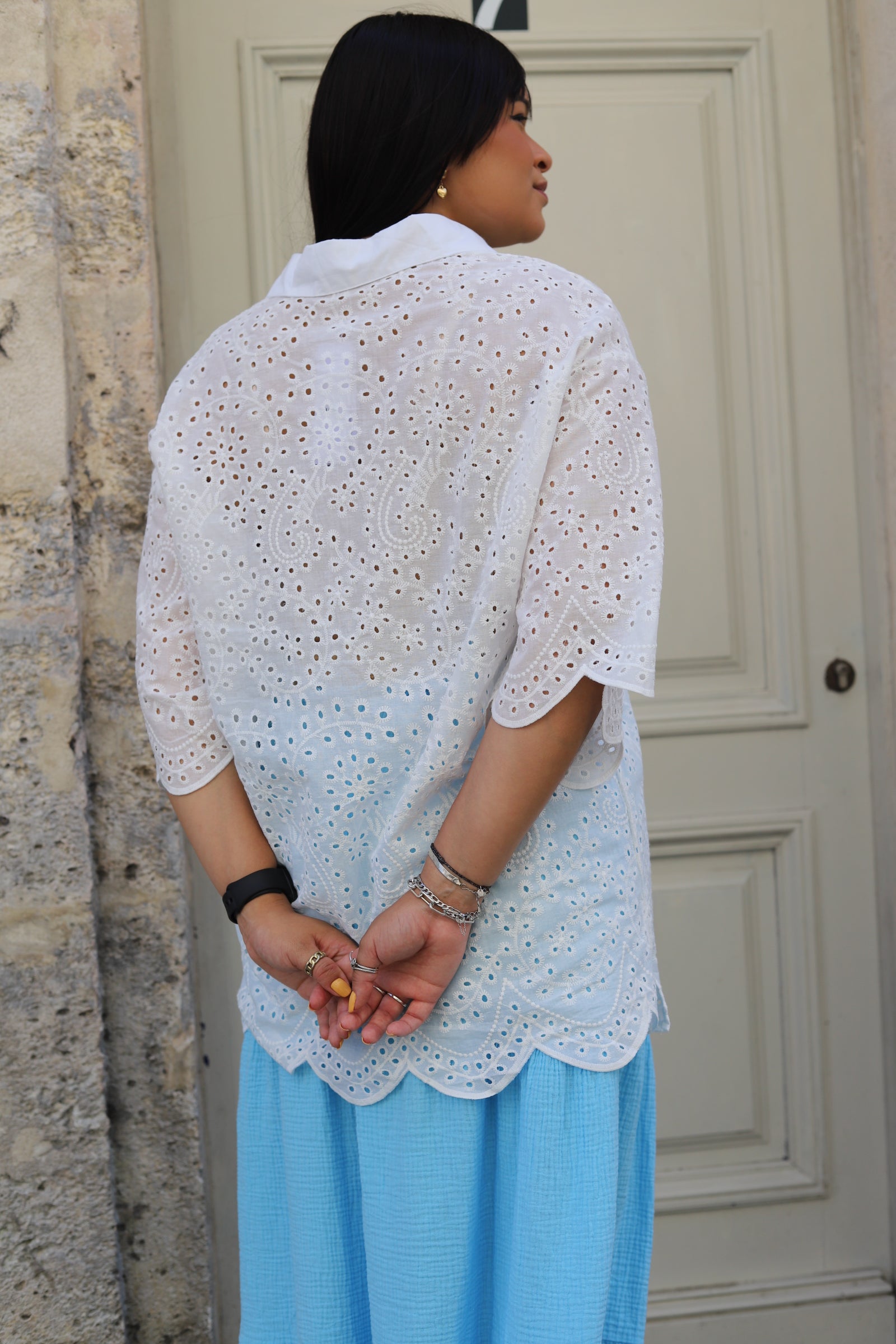 Blouse brodée blanche en coton – beautifulshop