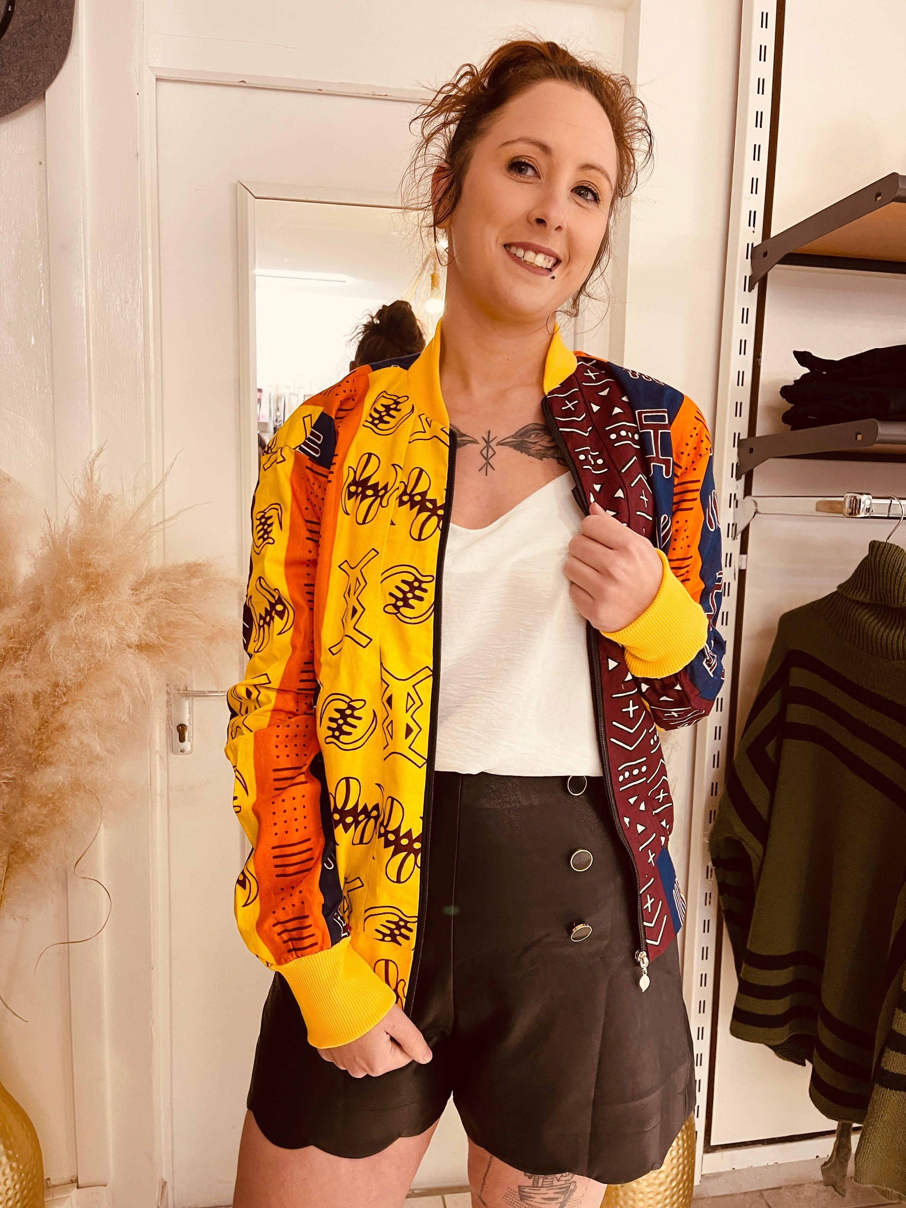 Bombers en wax gris , jaune ,rouge, bleu - beautifulshop