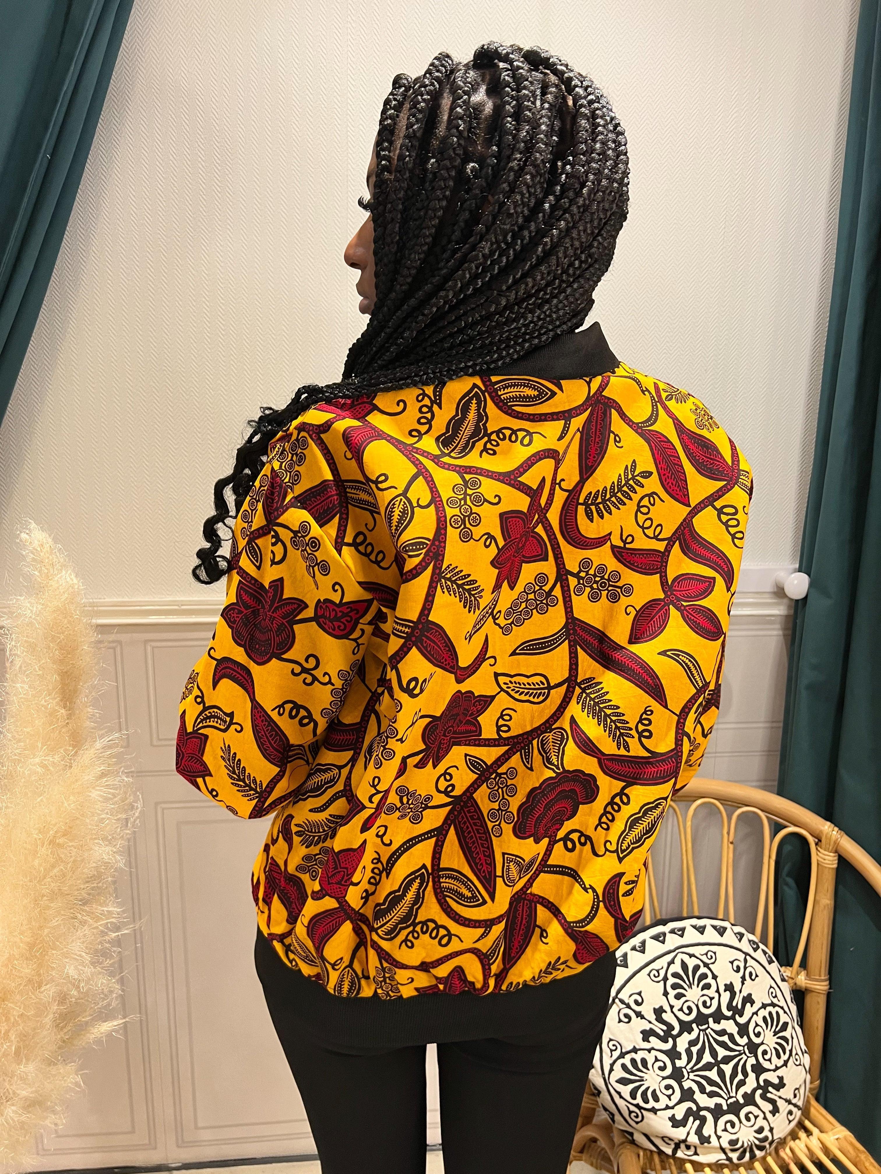 Bombers en wax jaune et rouge - beautifulshop
