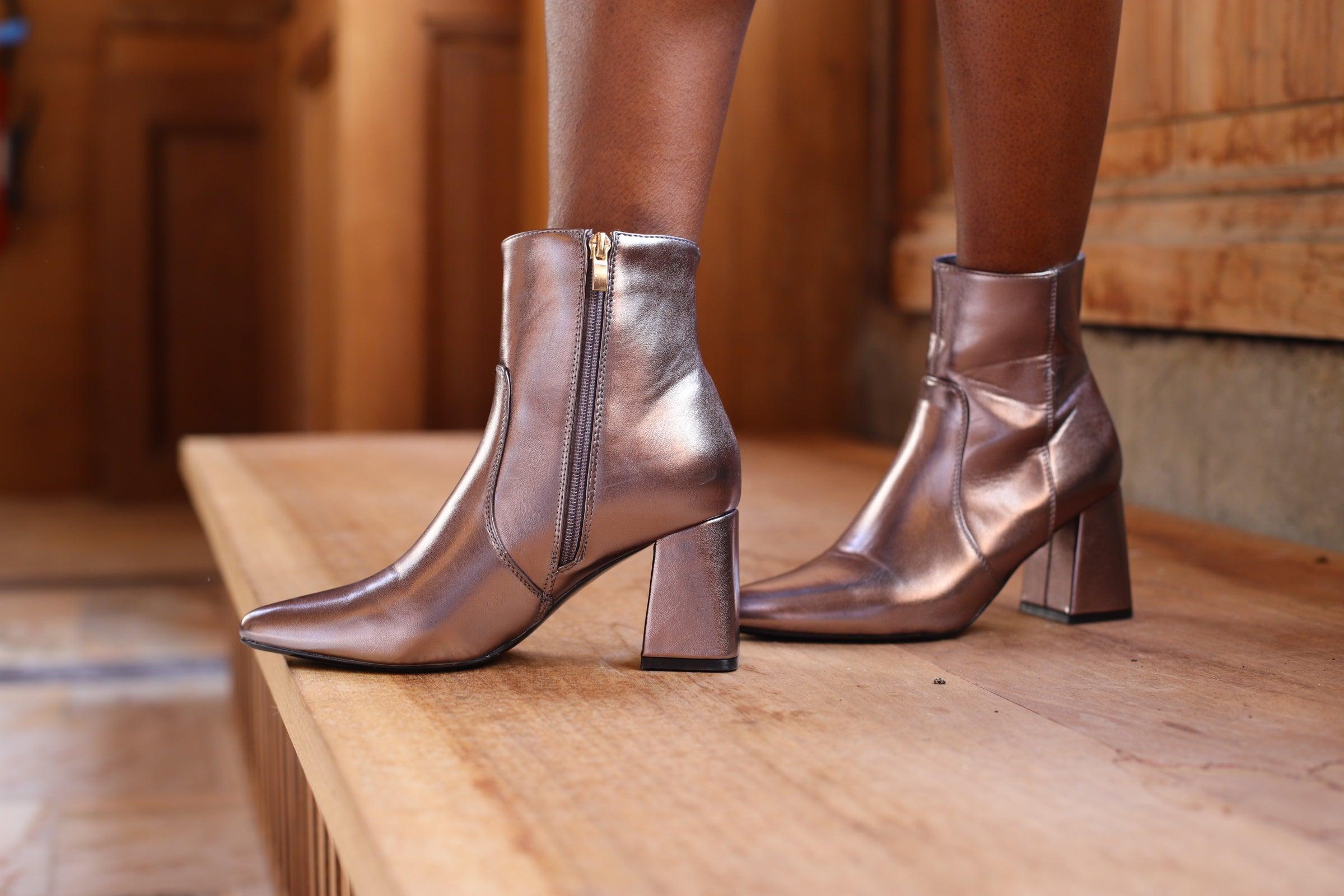 Bottines argentées à talons - beautifulshop