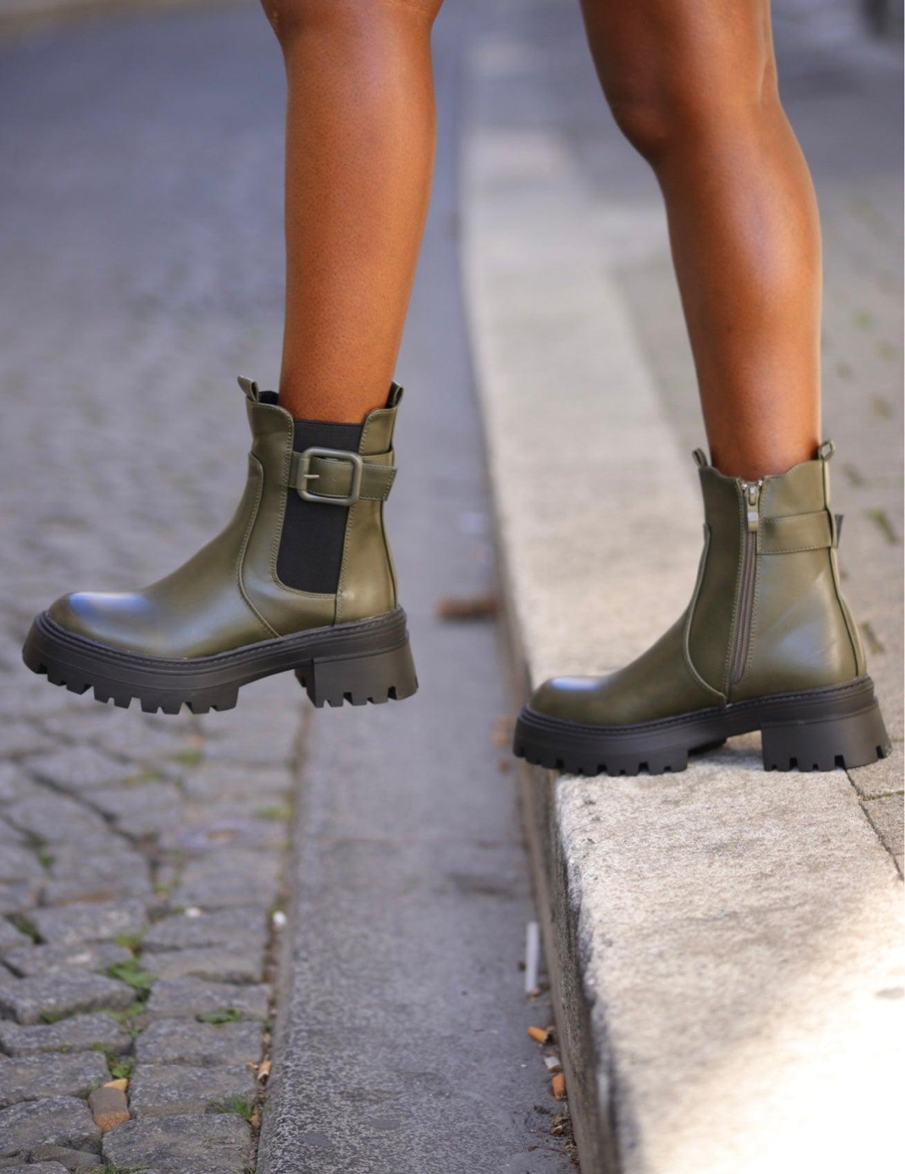 Bottines kaki femme - beautifulshop