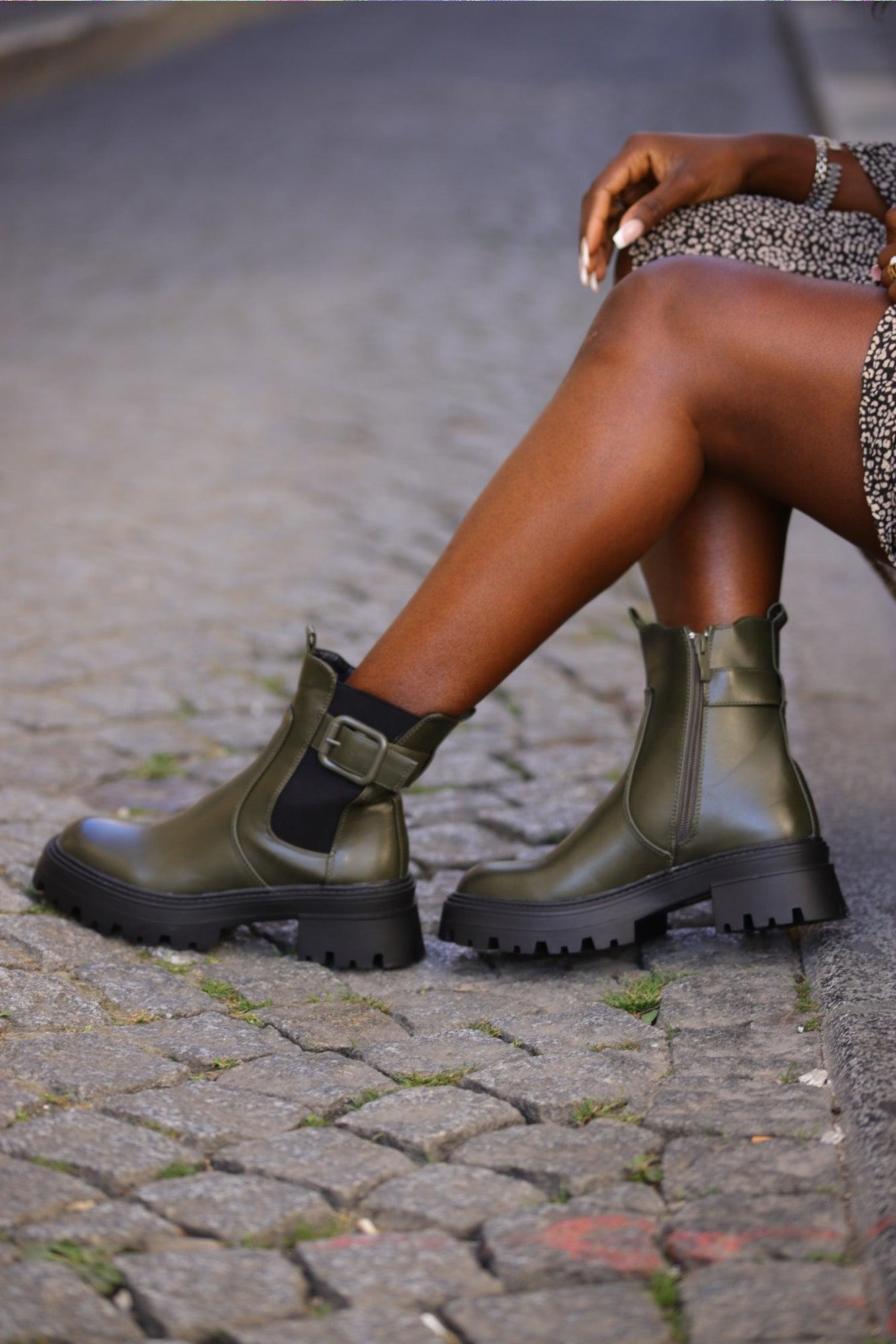 Bottines kaki femme - beautifulshop