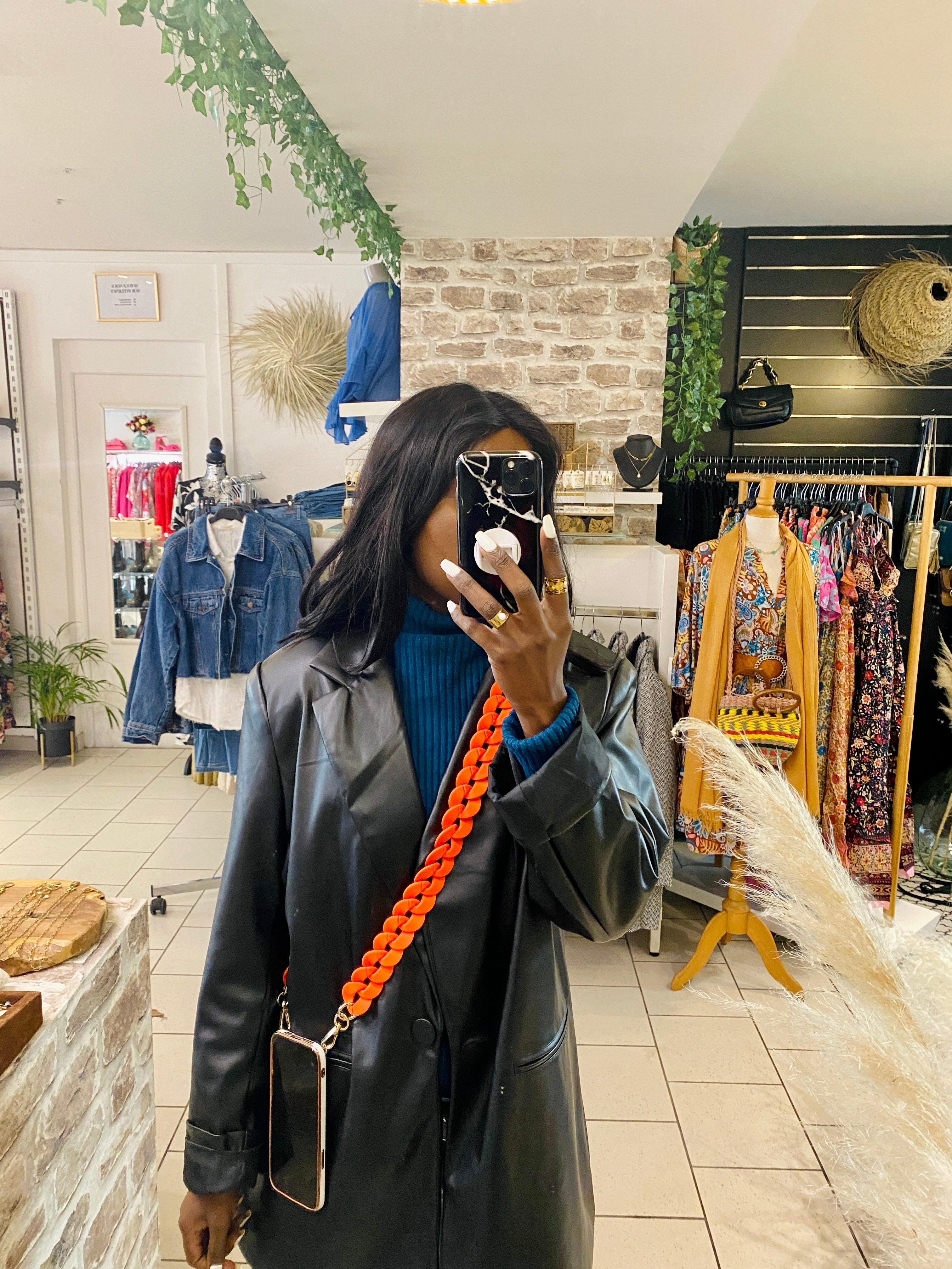 Chaîne orange pour téléphone - beautifulshop