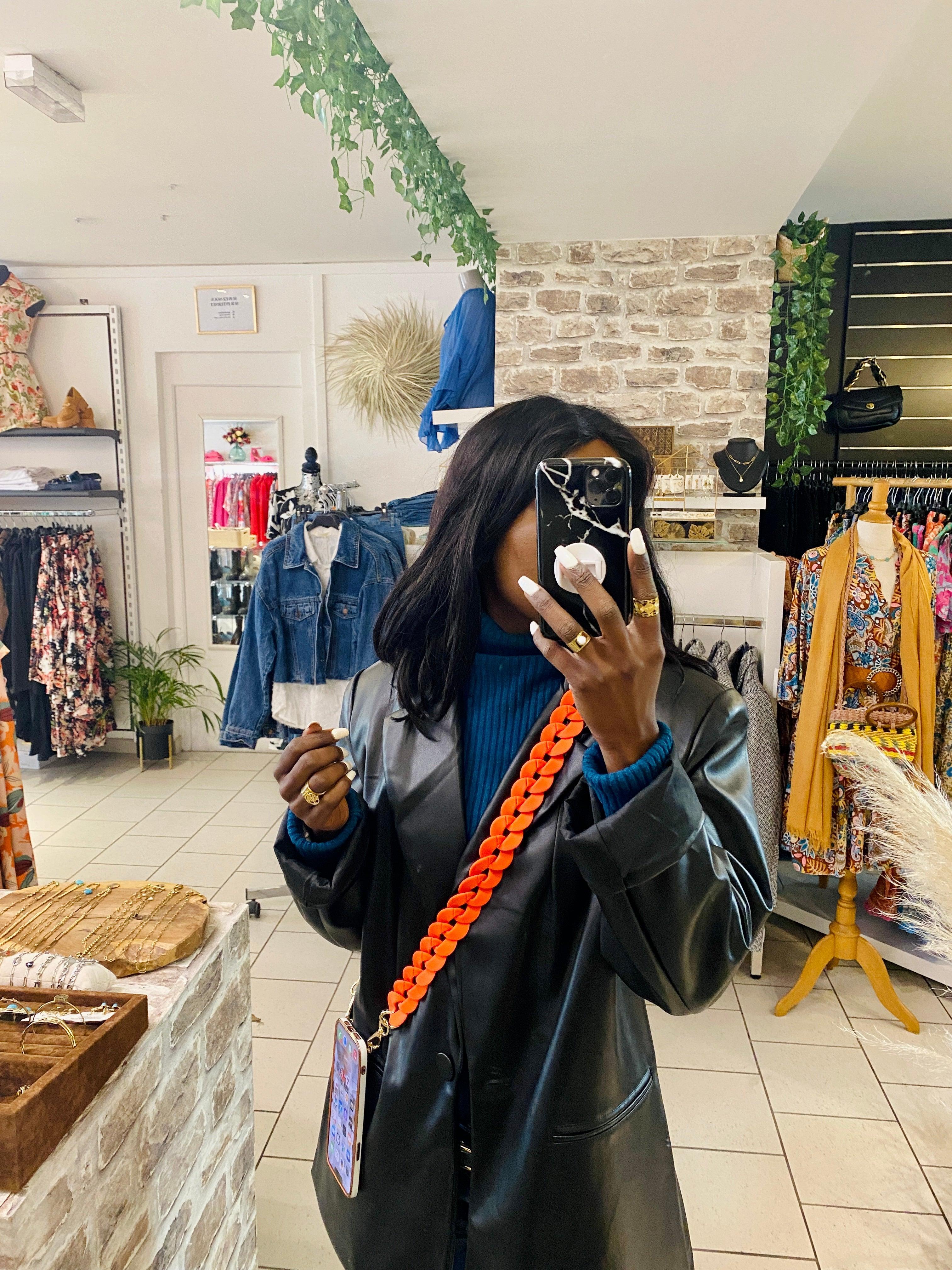 Chaîne orange pour téléphone - beautifulshop