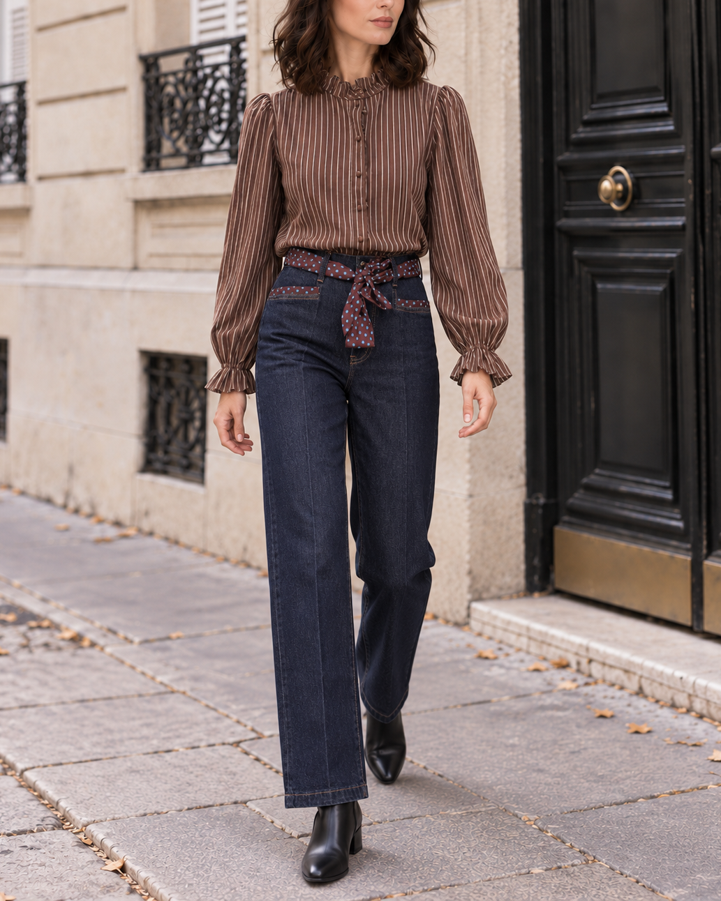 Chemisier Camille à rayures – bordeaux – Beautiful Shop