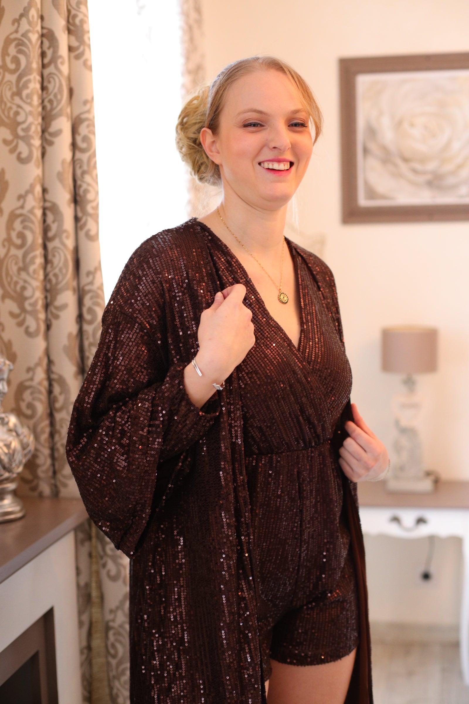 Combishort en Sequin Couleur Chocolat - beautifulshop