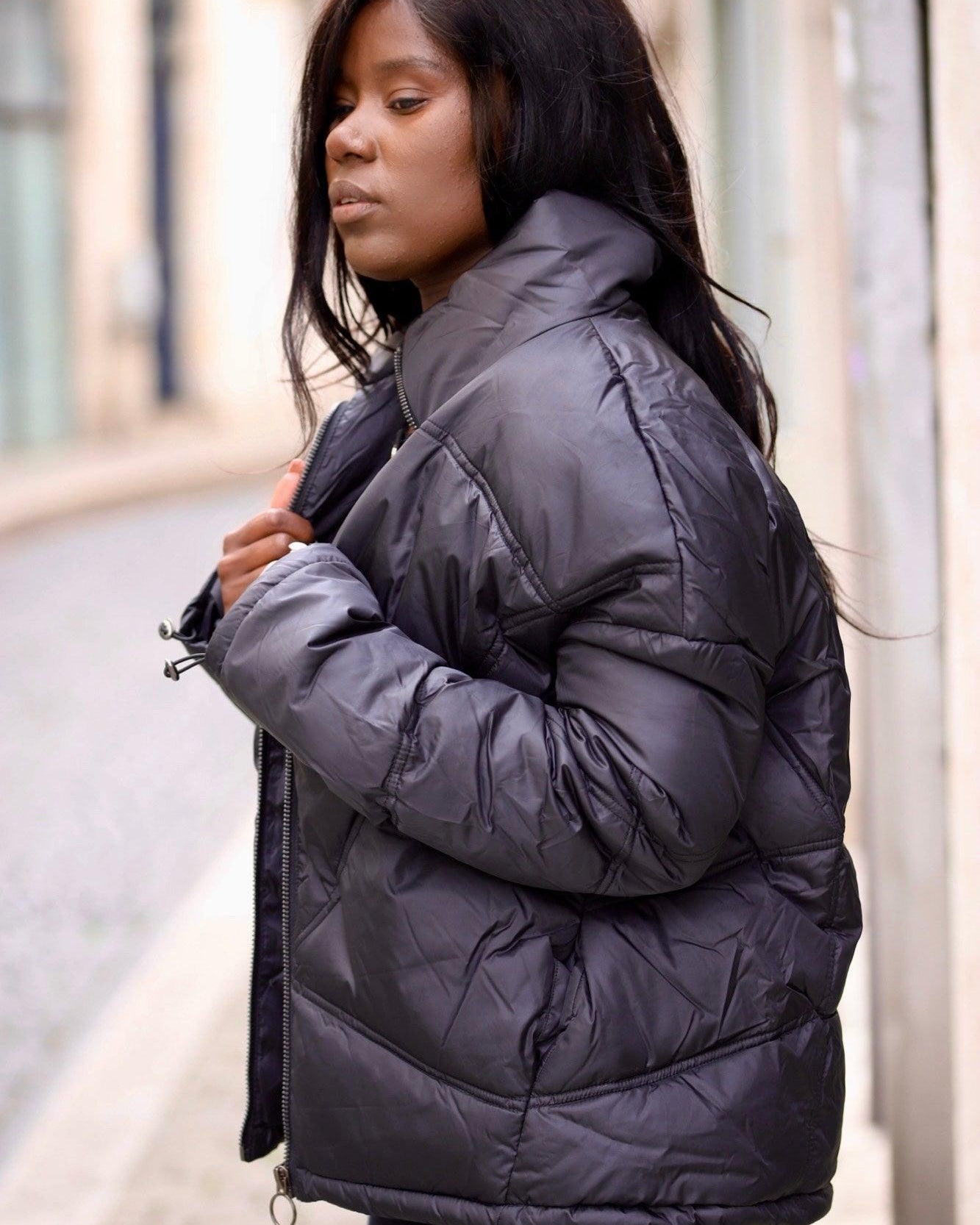 Doudoune noire matelassée - beautifulshop