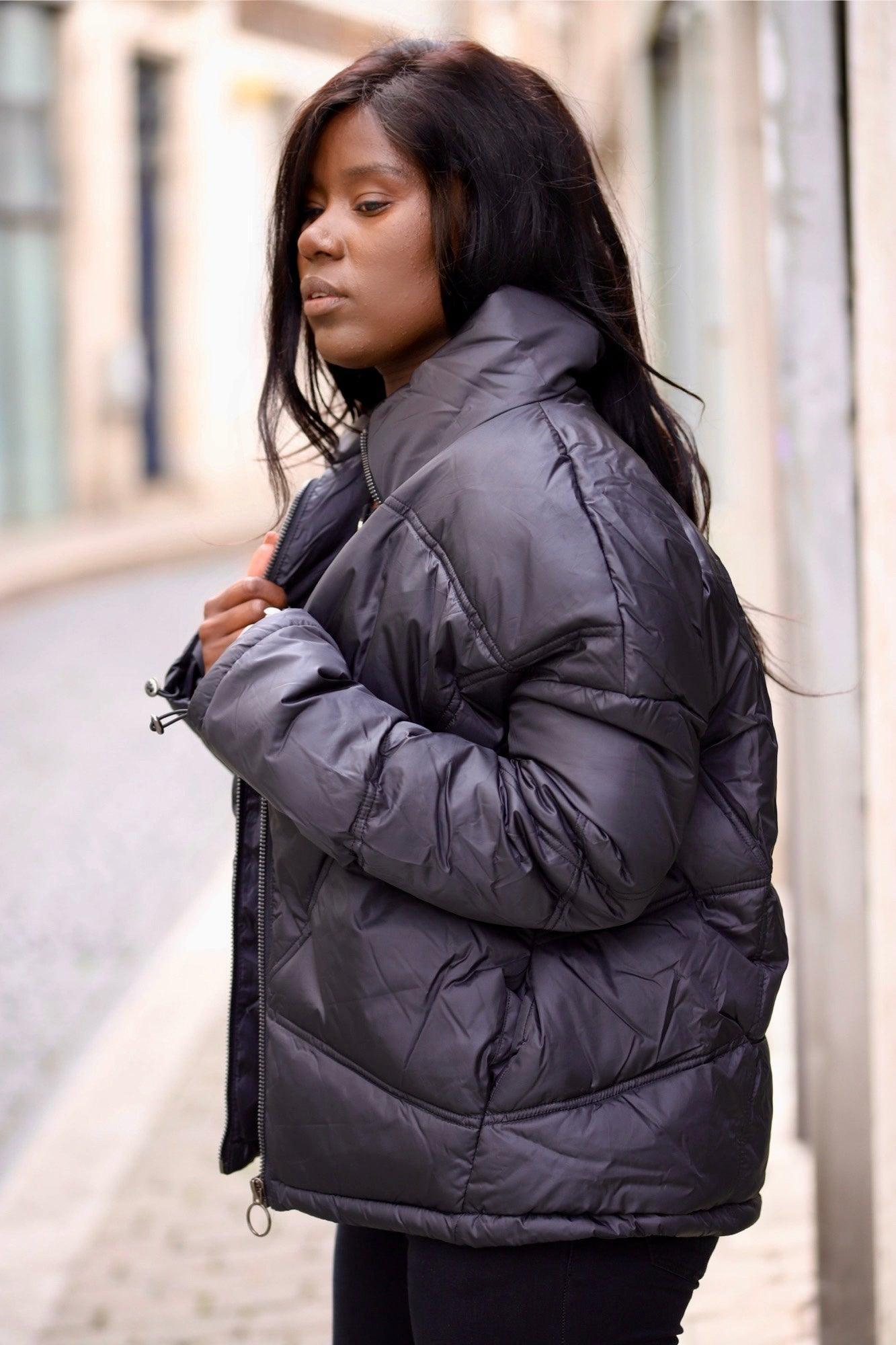 Doudoune noire matelassée - beautifulshop