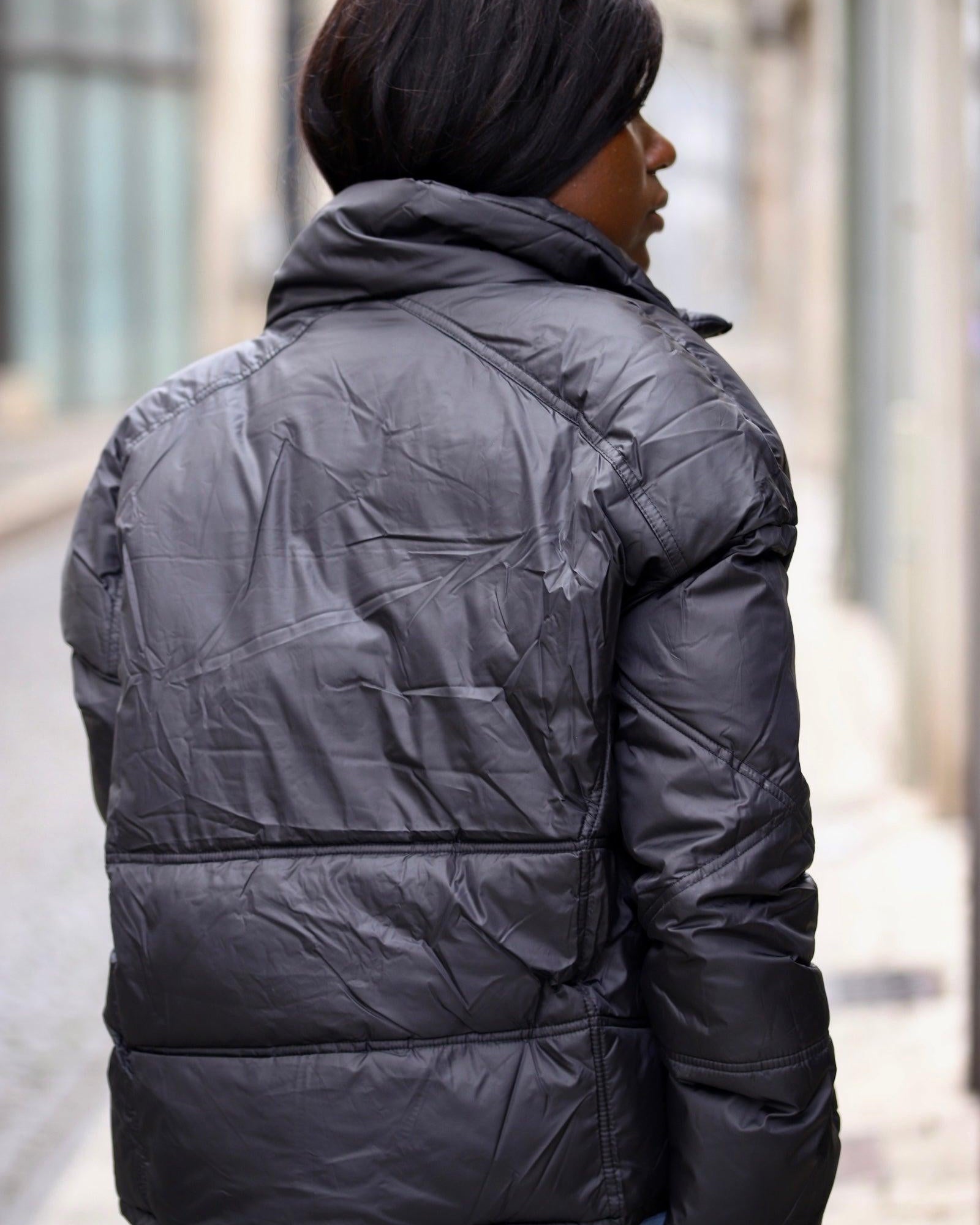 Doudoune noire matelassée - beautifulshop