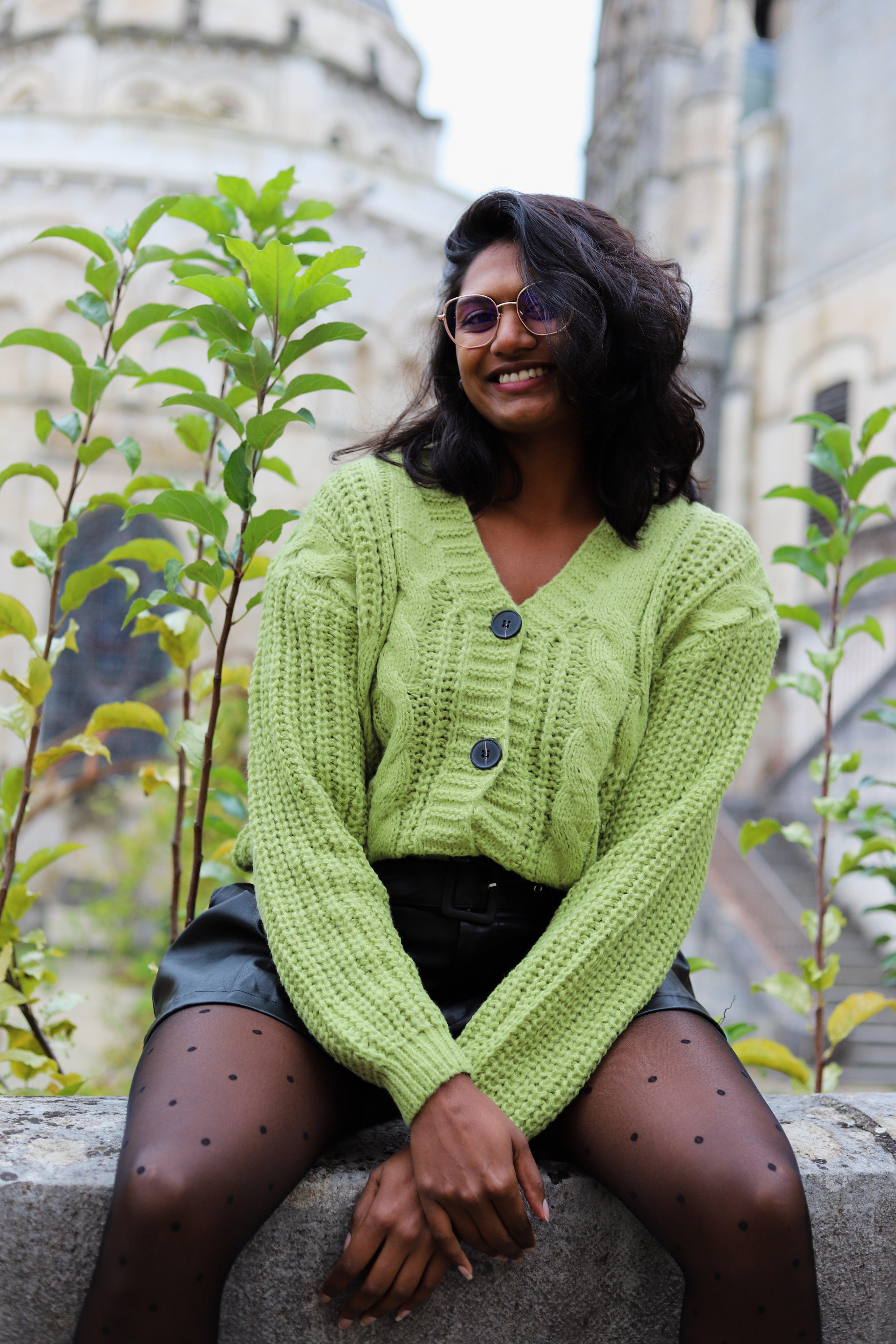 Gilet à Boutons vert - beautifulshop