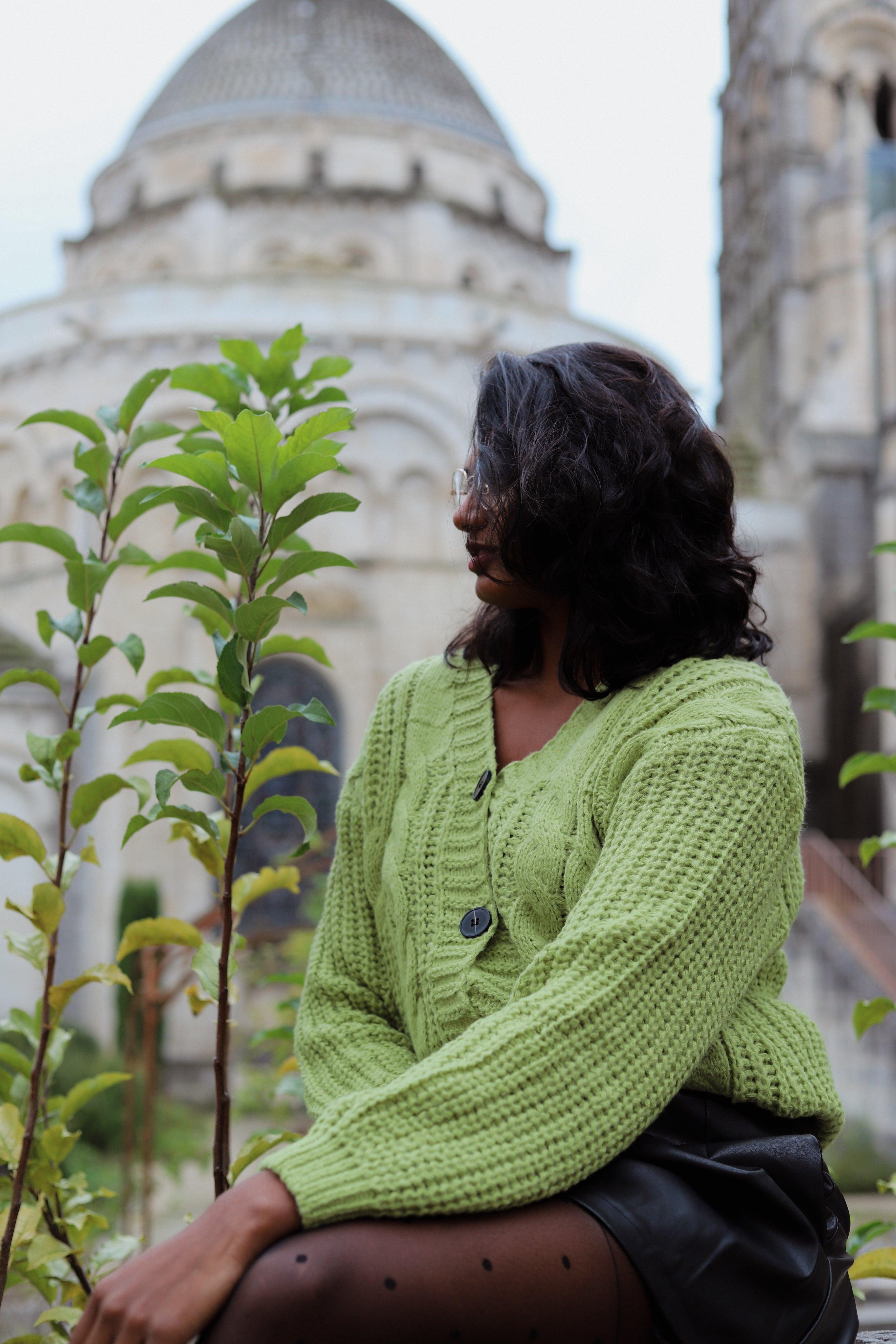 Gilet à Boutons vert - beautifulshop