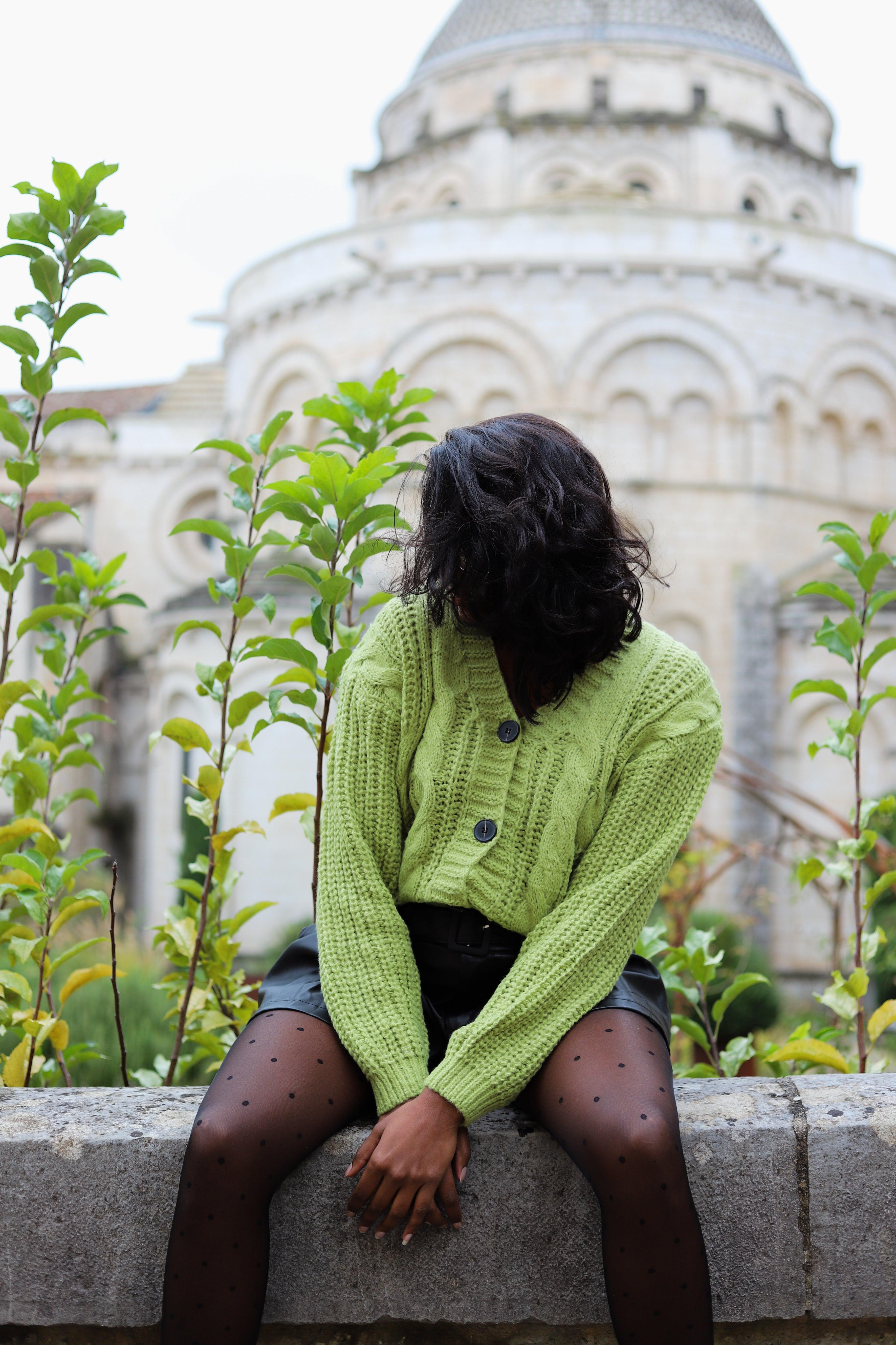 Gilet à Boutons vert - beautifulshop