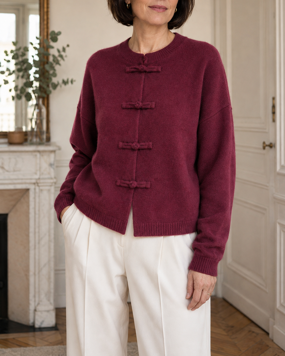 Gilet Azélie à attaches – rouge bordeaux – Beautiful Shop