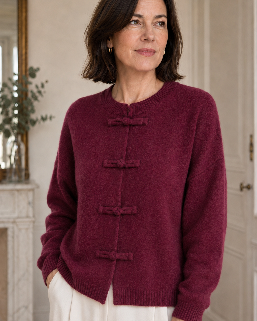 Gilet Azélie à attaches – rouge bordeaux – Beautiful Shop