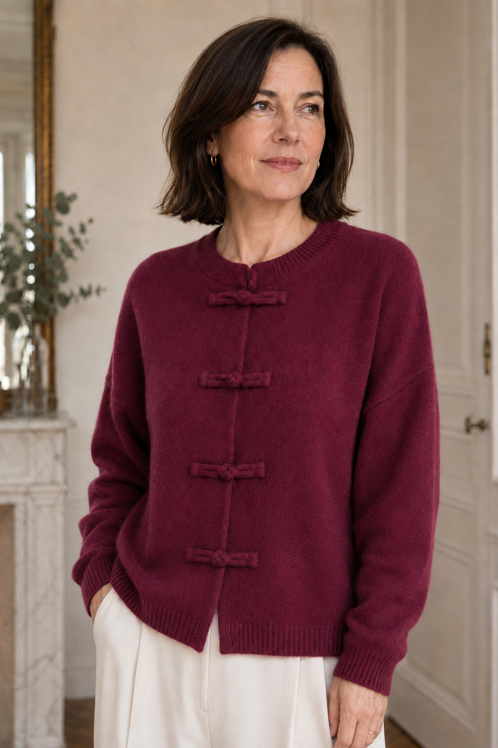 Gilet Azélie à attaches – rouge bordeaux – Beautiful Shop