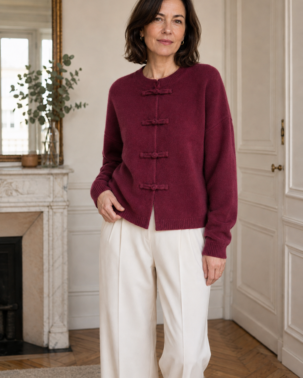 Gilet Azélie à attaches – rouge bordeaux – Beautiful Shop