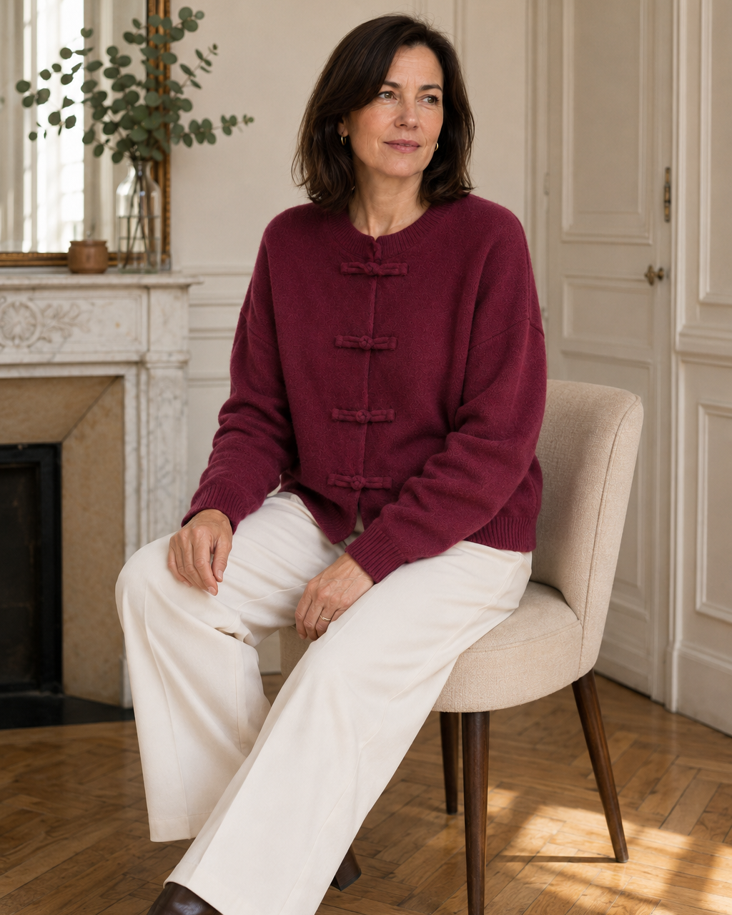 Gilet Azélie à attaches – rouge bordeaux – Beautiful Shop