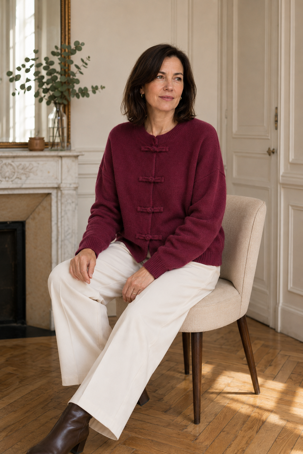 Gilet Azélie à attaches – rouge bordeaux – Beautiful Shop