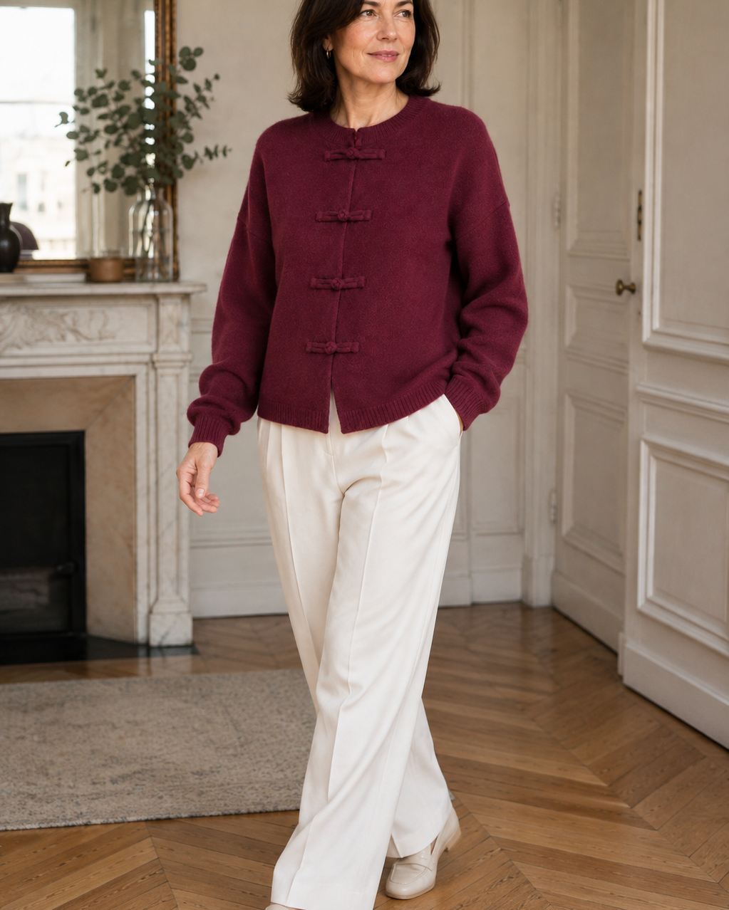 Gilet Azélie à attaches – rouge bordeaux – Beautiful Shop
